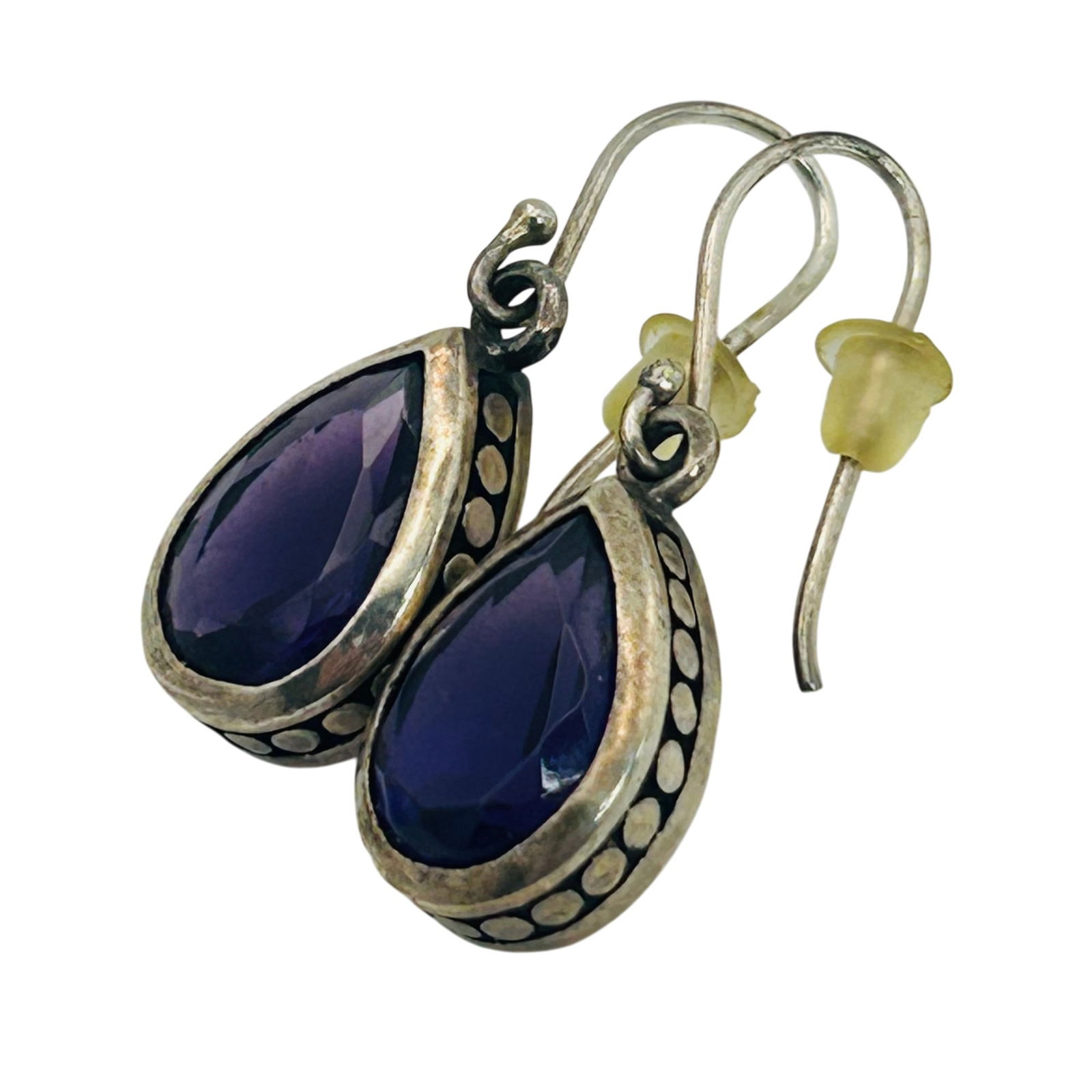 Sterling Amethyst Teardrop Hook Back Earrings (1 of 6)