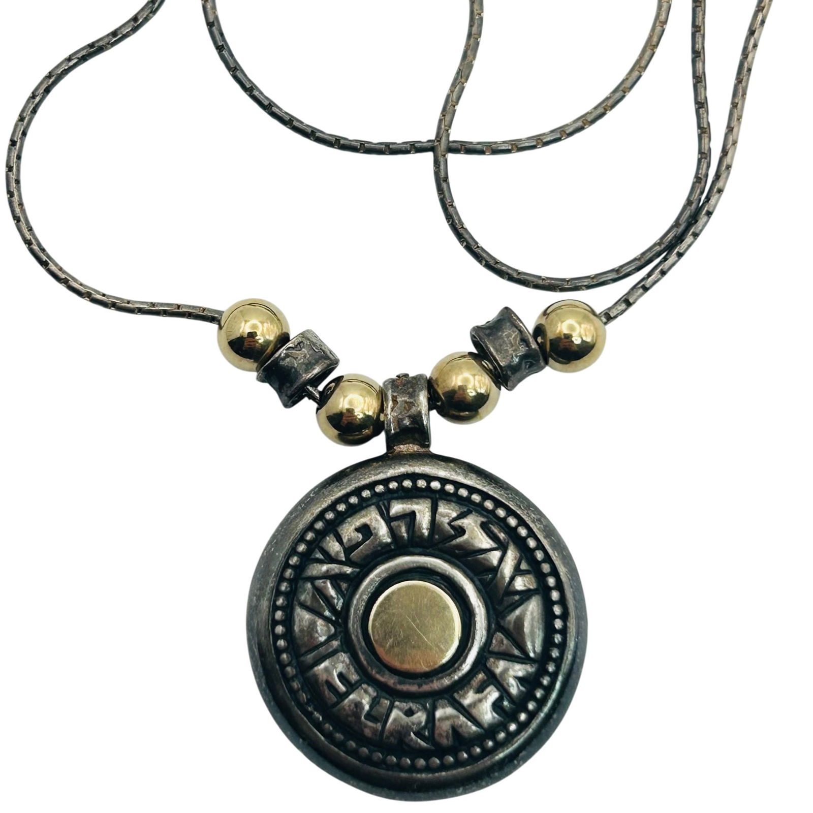 Sterling Signed El Rata Pendant Tube Bead Necklace: Sterling signed el rata pendant tube bead necklace. 9.30g