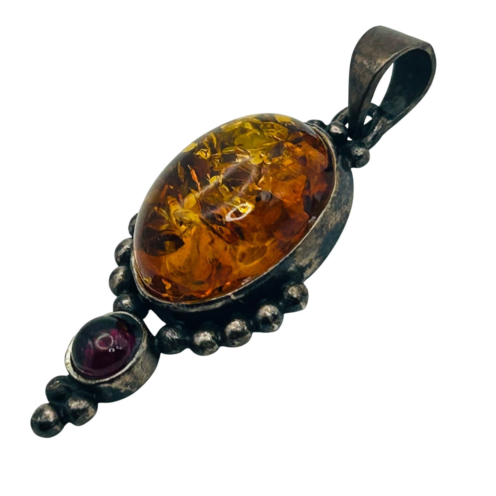 Sterling Amber Oval Pendant (1 of 5)
