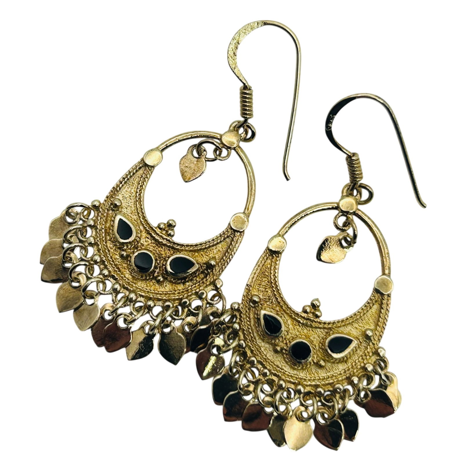 Sterling Bohemian Style Chandelier Hook Back Earrings: Sterling bohemian style chandelier hook back earrings. 7.00g