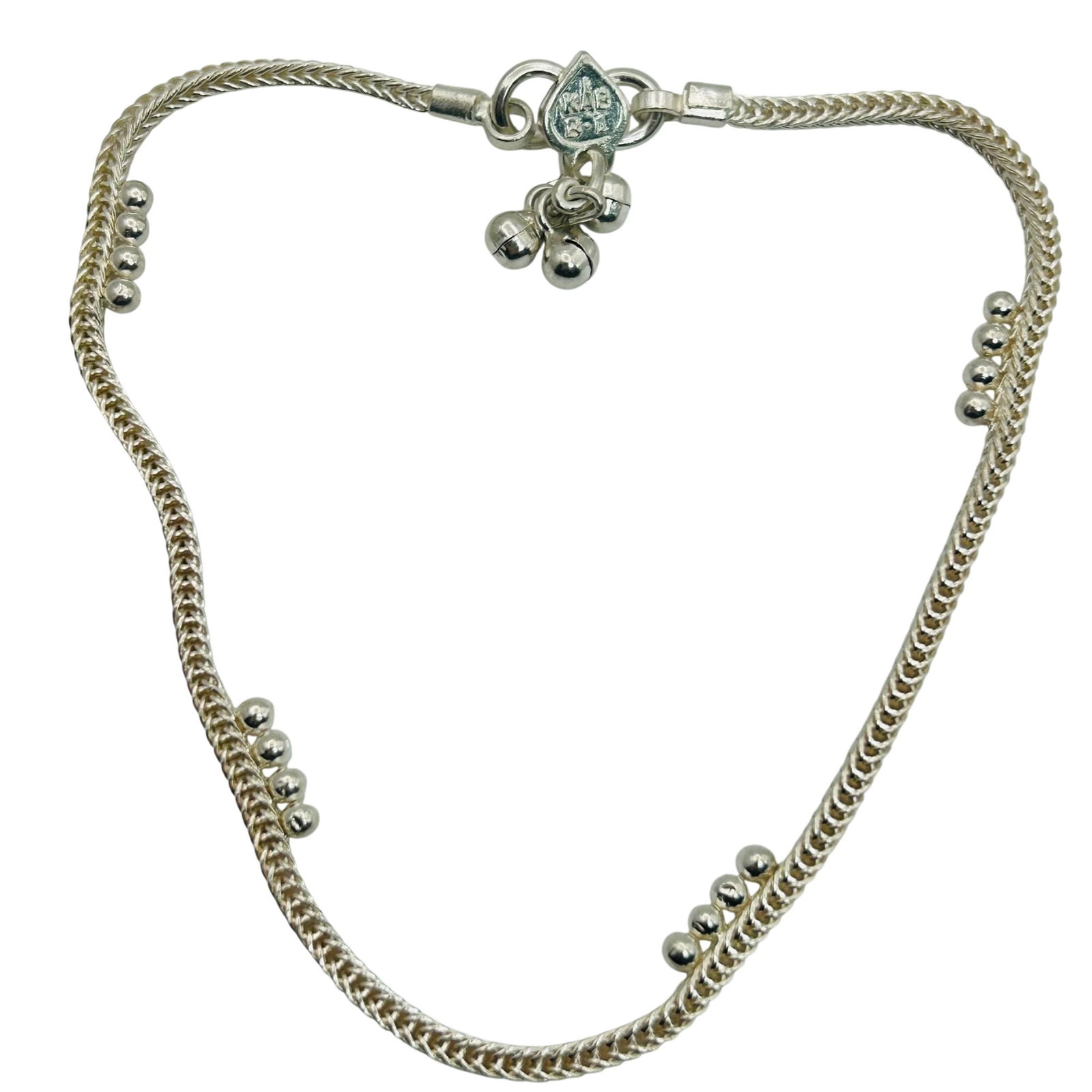 KAB Sterling Wheat Chain Anklet: KAB B-1 Sterling wheat chain anklet. 8.30g