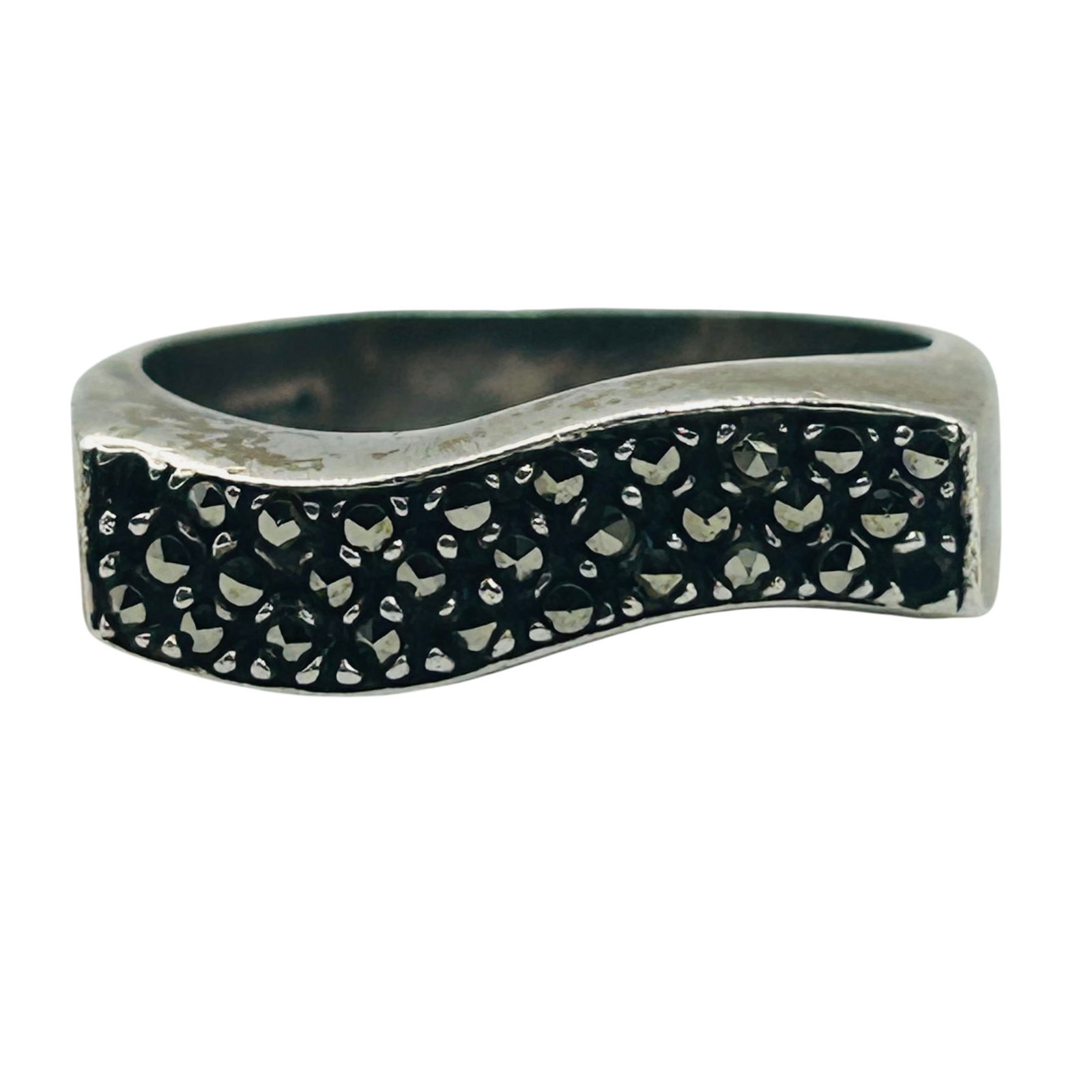 Boma Sterling Marcasite Flat Wave Ring. Size 8: Boma Sterling marcasite flat wave ring. Size 8. 4.60g