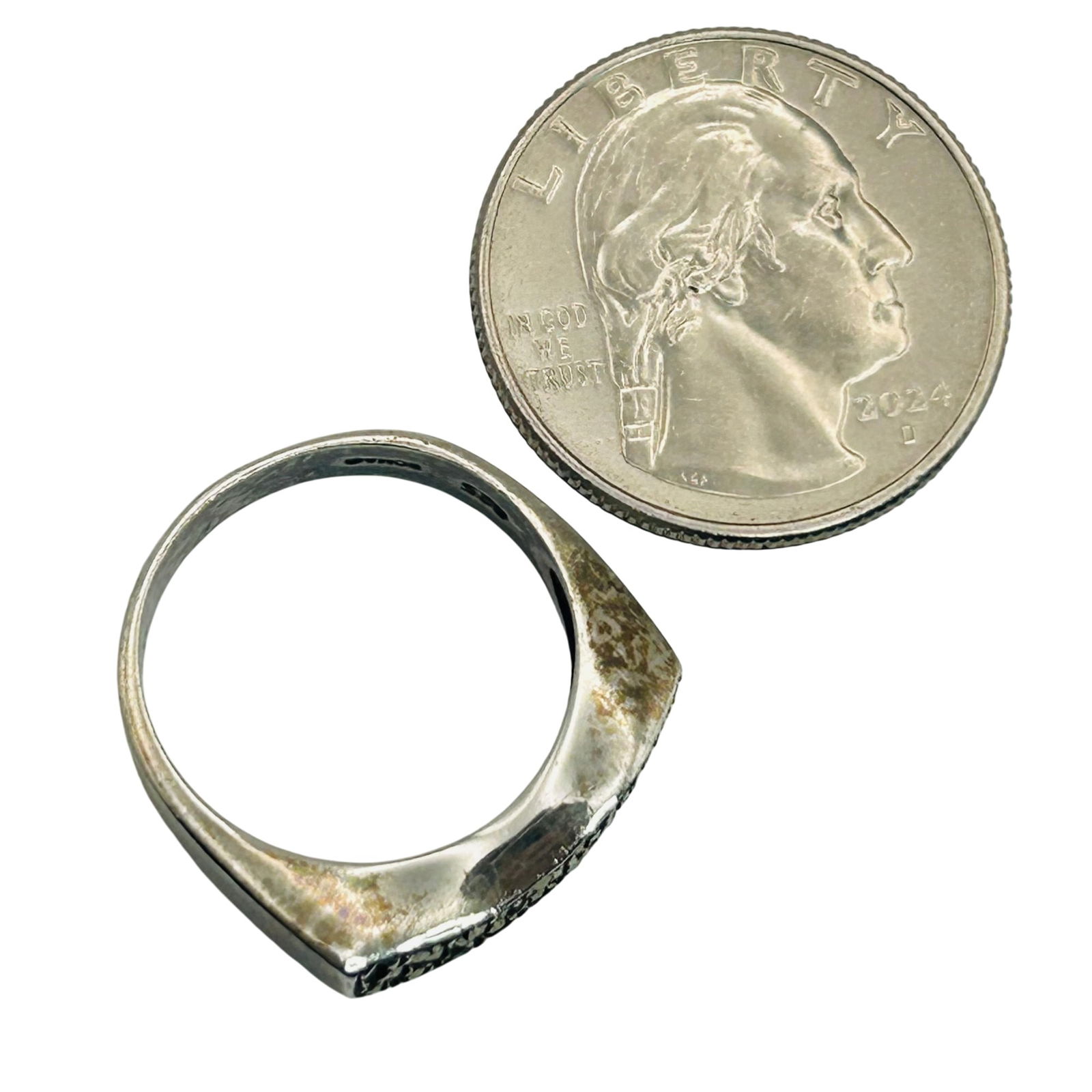 Boma Sterling Marcasite Flat Wave Ring. Size 8 - 3