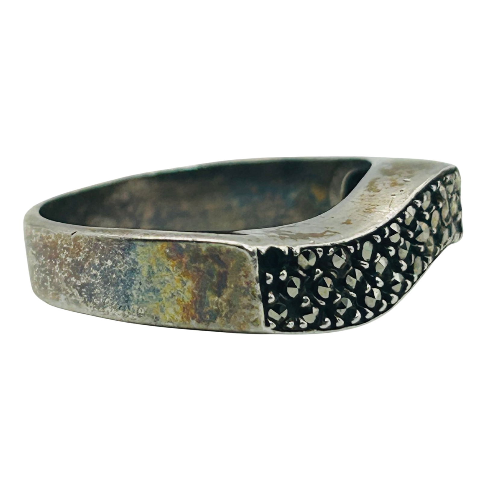 Boma Sterling Marcasite Flat Wave Ring. Size 8 - 5