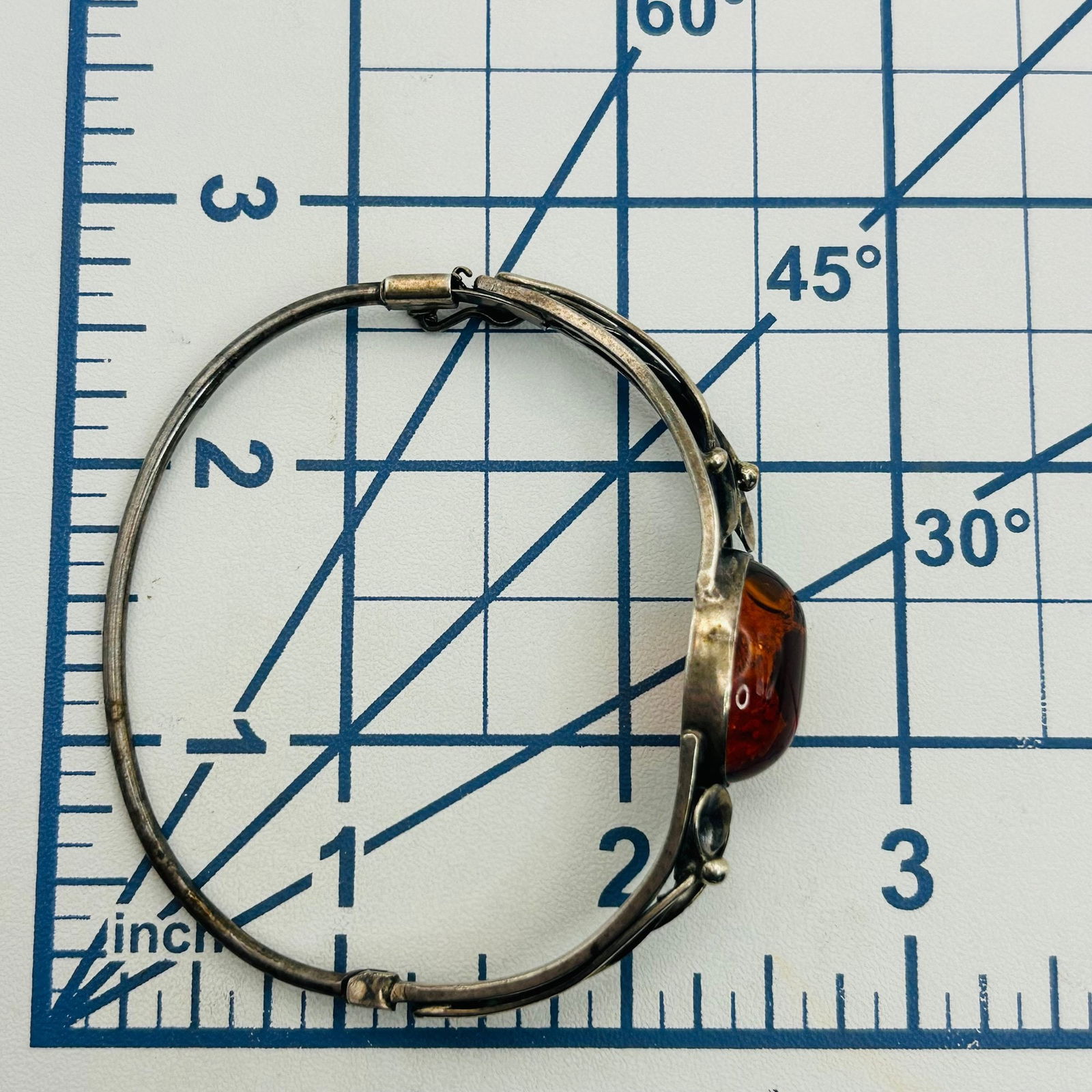 Sterling Amber Bangle Bracelet - 2