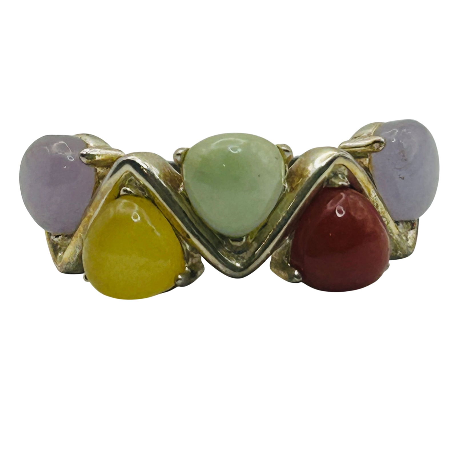 Ross Simons Sterling Multi Gem Cluster Ring. Size 9: Ross Simons Sterling amethyst carnelian jade cluster ring. Size 9. 5.10g