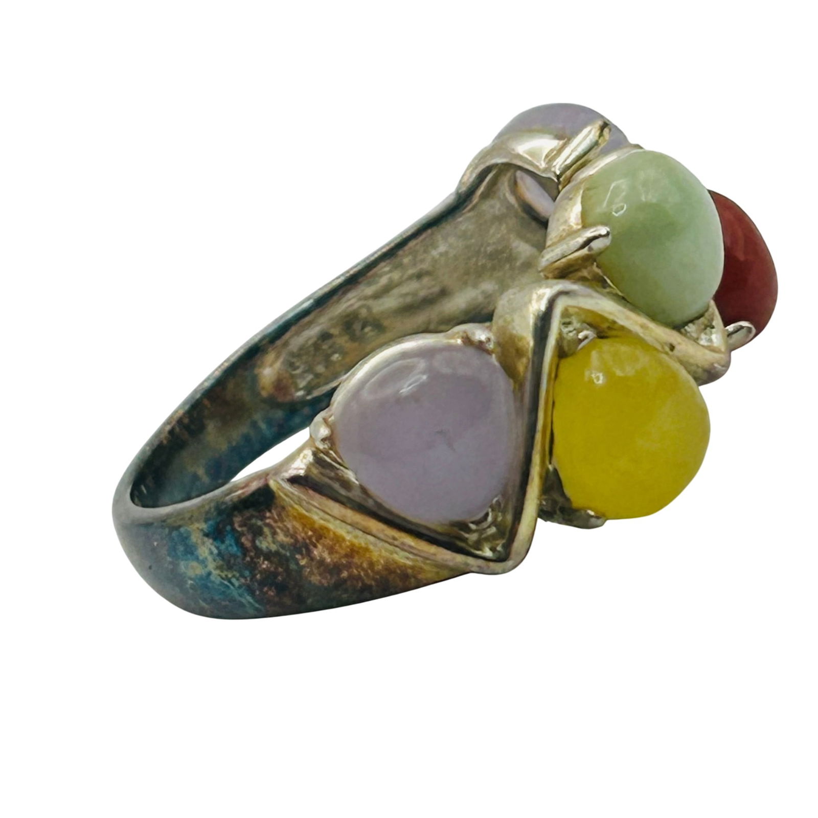 Ross Simons Sterling Multi Gem Cluster Ring. Size 9 - 4