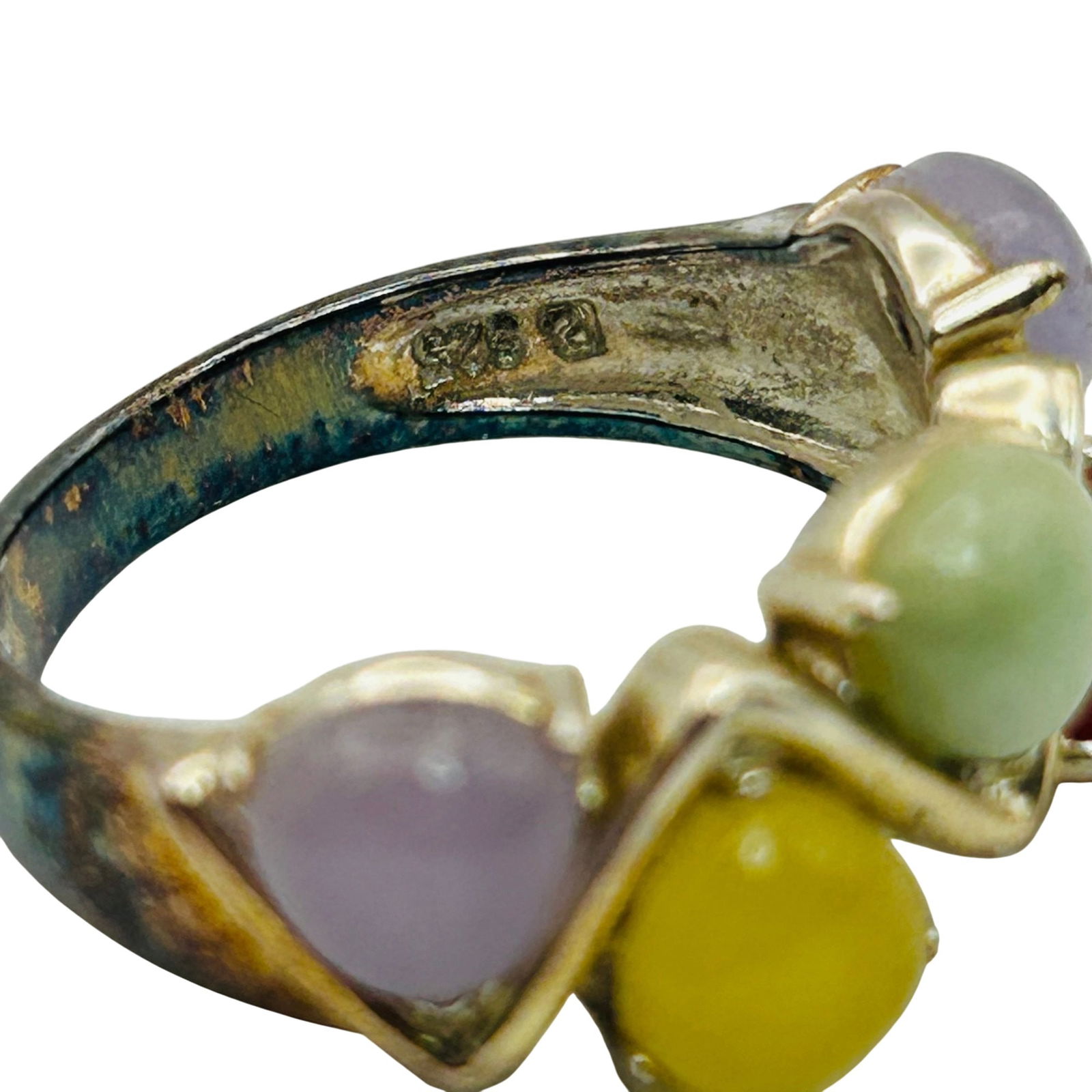 Ross Simons Sterling Multi Gem Cluster Ring. Size 9 - 8