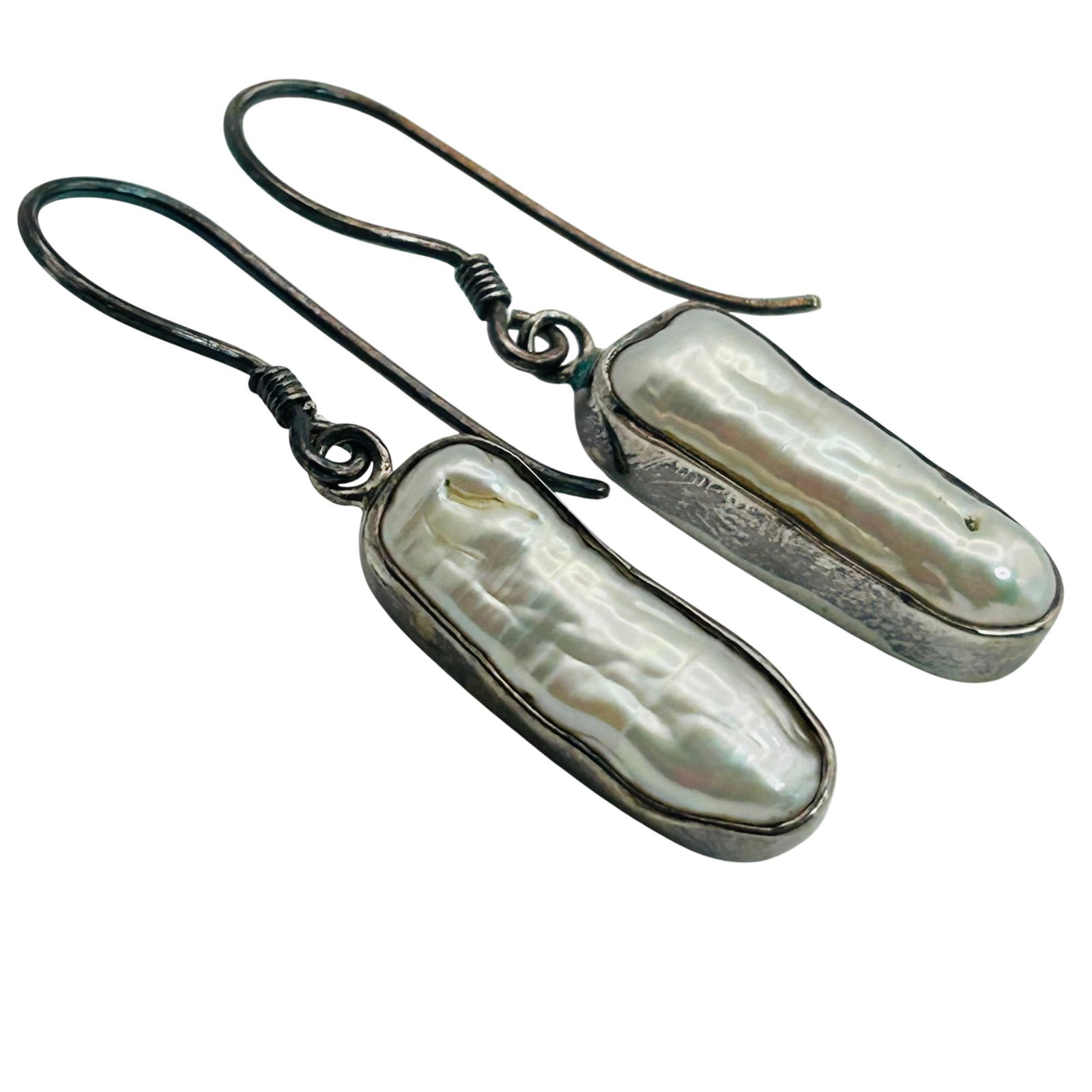 SCJ Sterling Baroque Pearl Hook Back Earrings: SCJ sterling baroque pearl hook back earrings. 6.70g