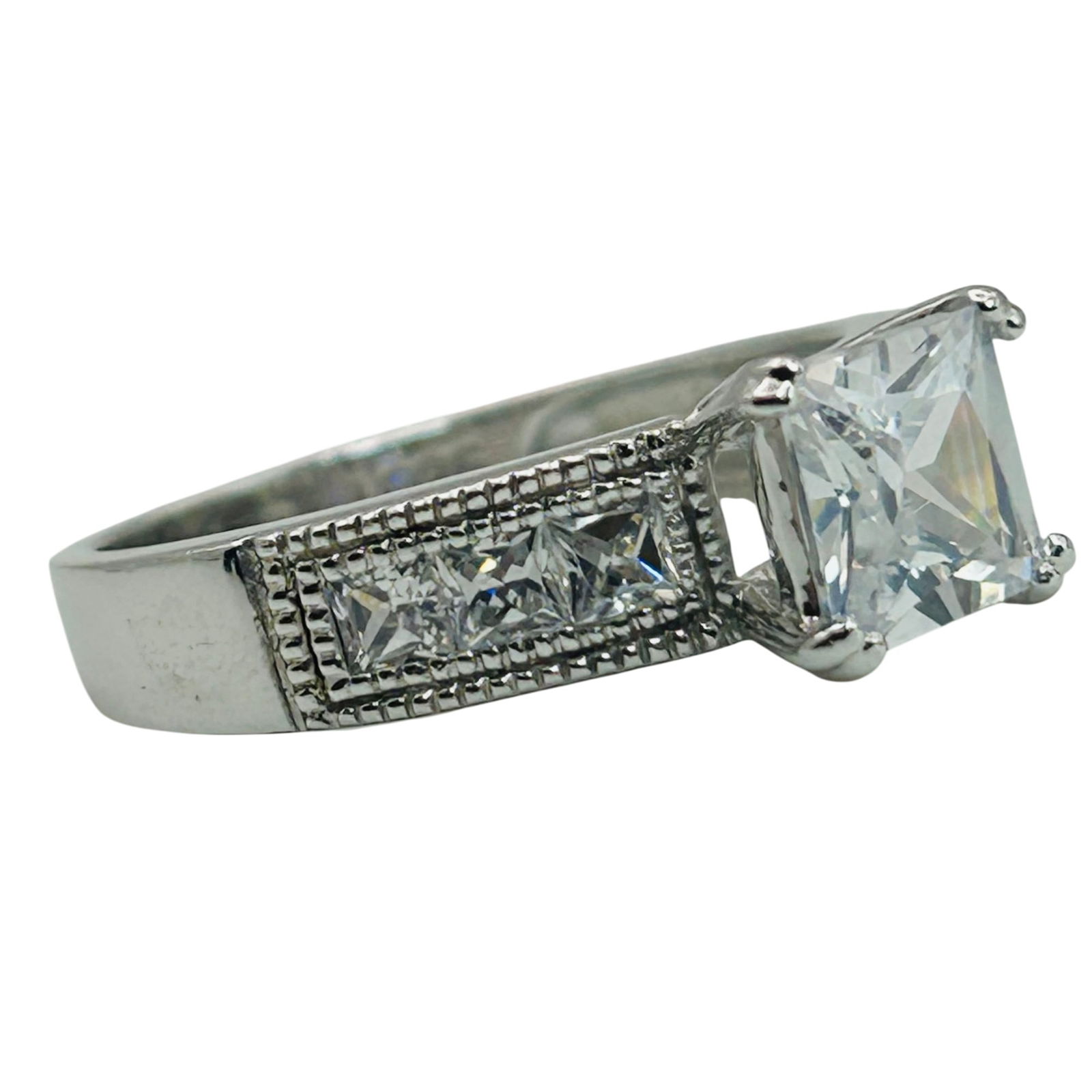 Sterling Rhinestone Engagement Ring. Size 8 (1 of 8)