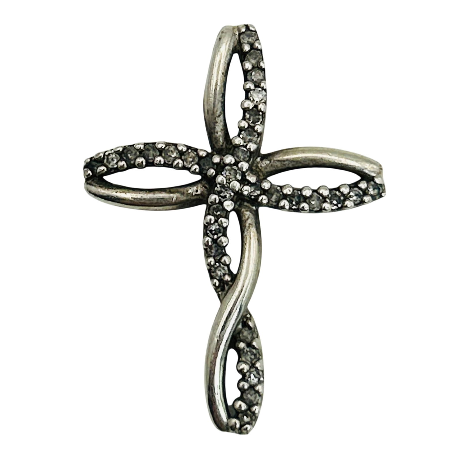 SUN Sterling Diamond Cross Pendant: SUN Sterling diamond cross pendant. 2.70g