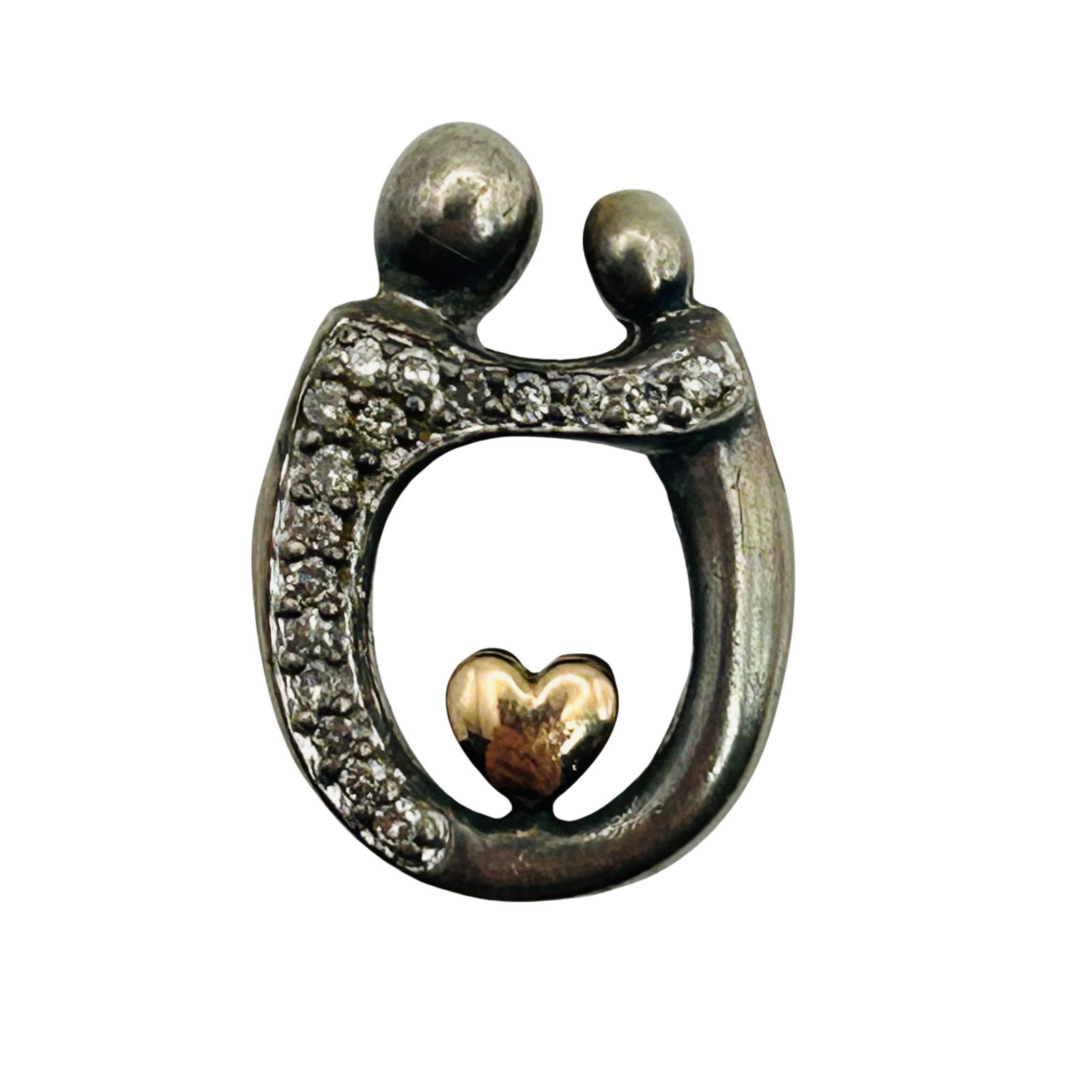 AJ-HD Sterling 14k Sapphire Mother And Child Pendant.: AJ-HD Sterling 14k sapphire mother and child pendant. Engraved I am loved. 2.60g