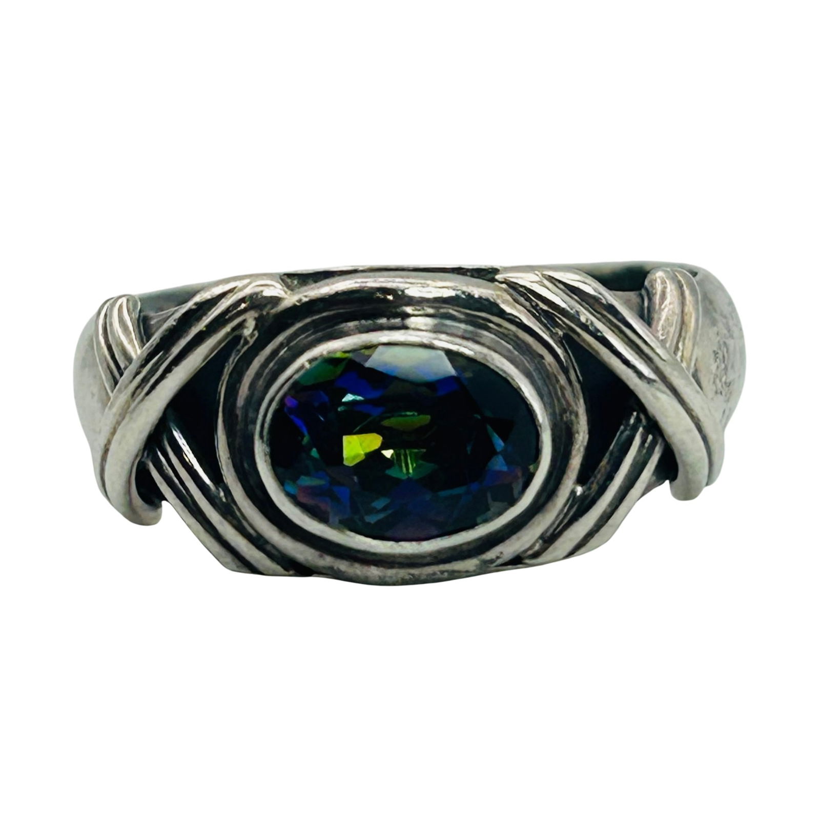 Sterling Topaz Ring. Size 8 - 4