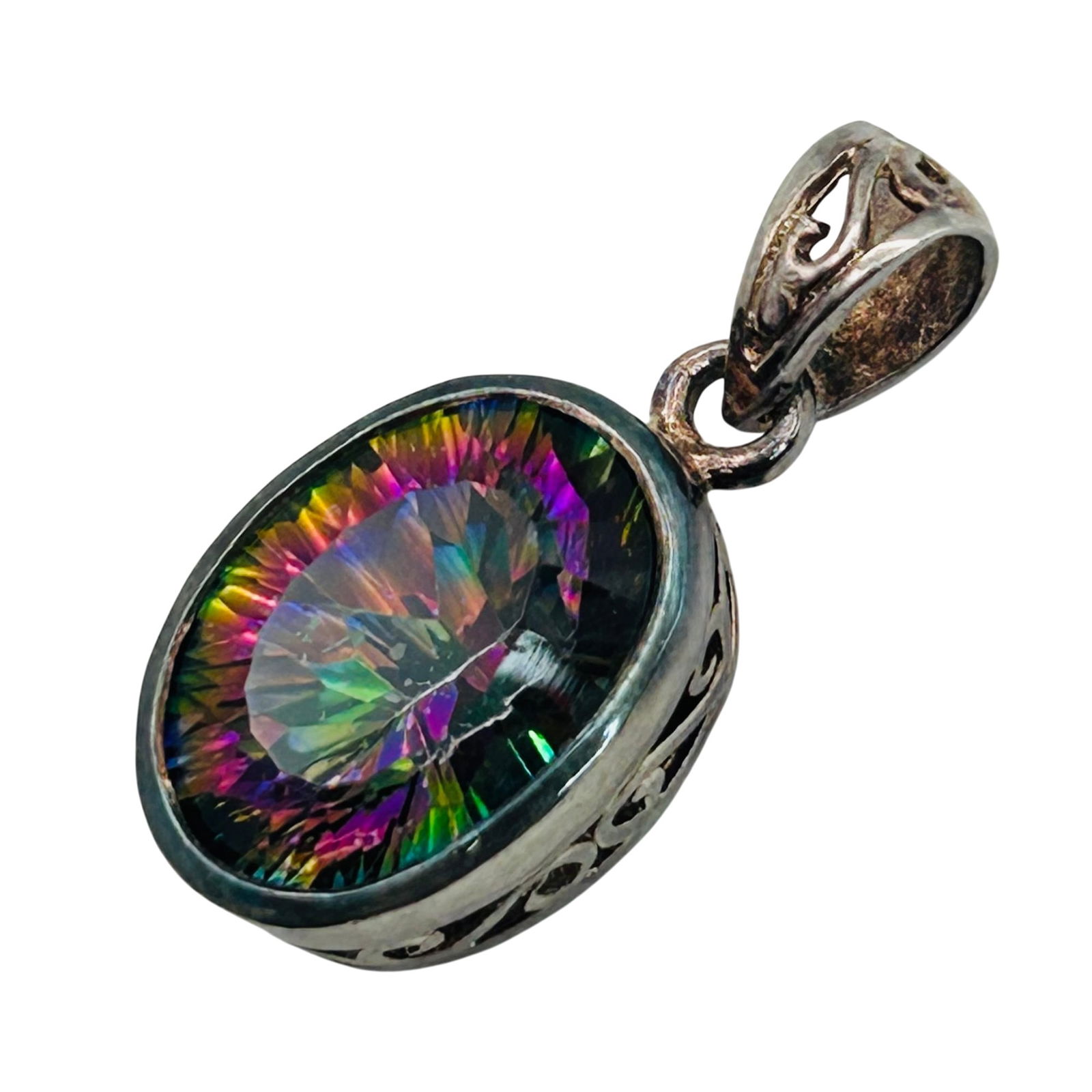 Sterling Mystic Topaz Pendant: Sterling Mystic topaz pendant. 3.60g