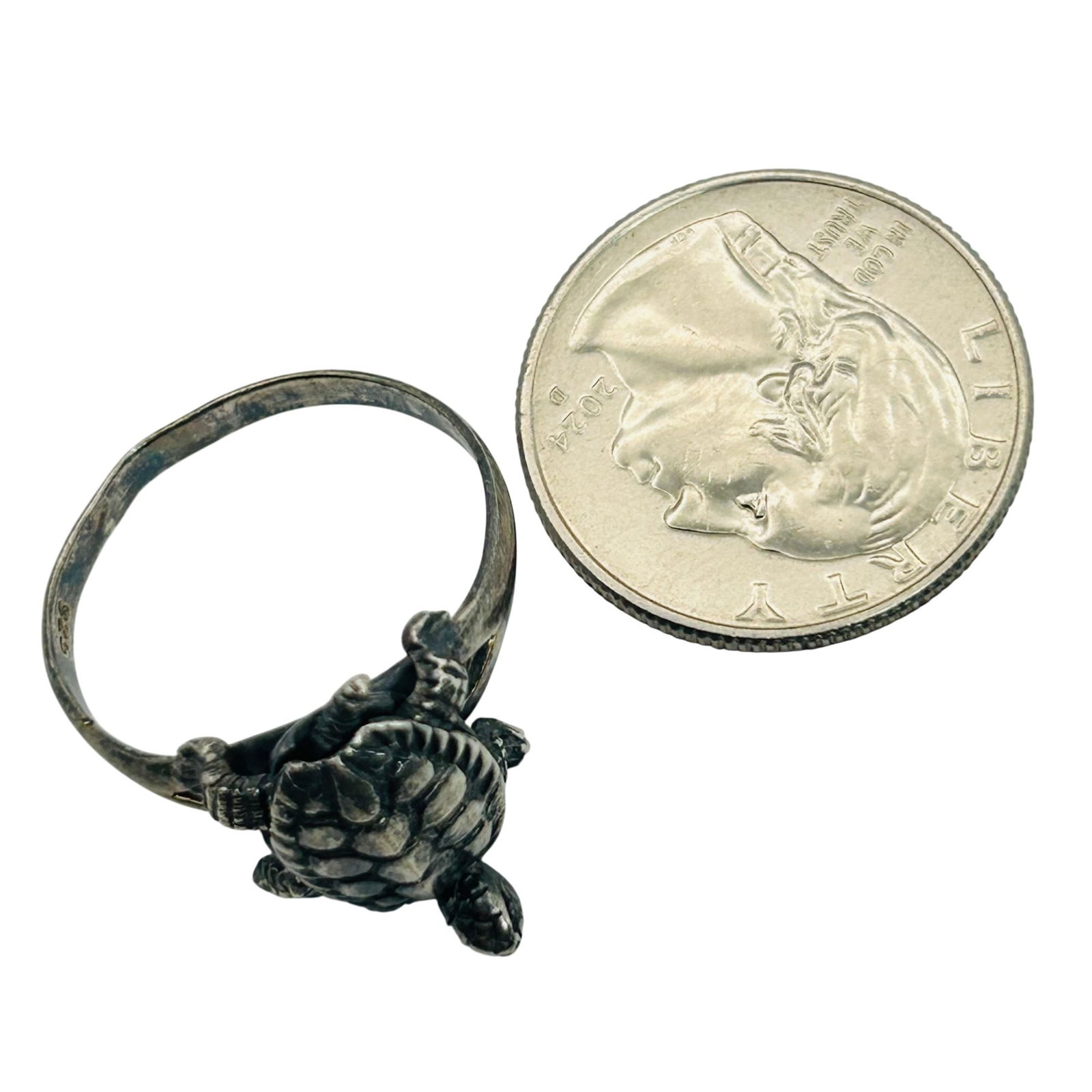Sterling Moving Turtle Ring. Size 11 - 3