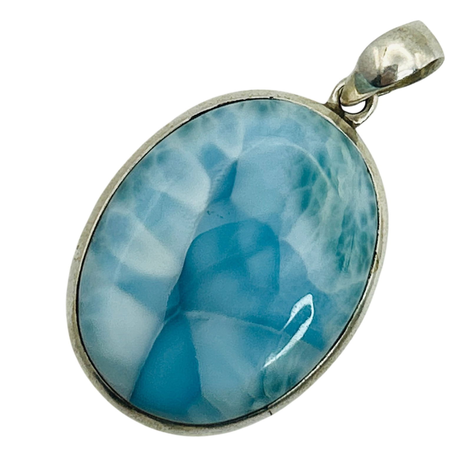 Sterling Larimar Oval Pendant (1 of 7)