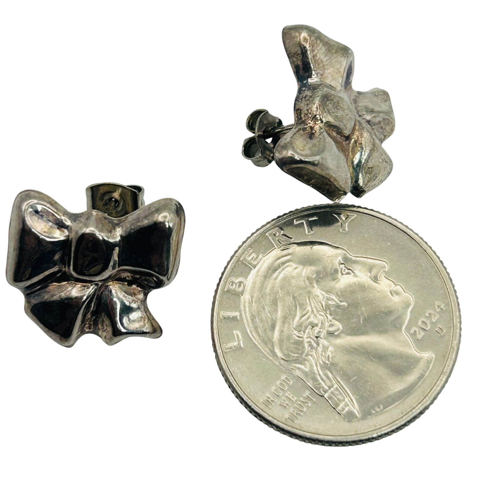 Sterling Bow Stud Earrings - 3