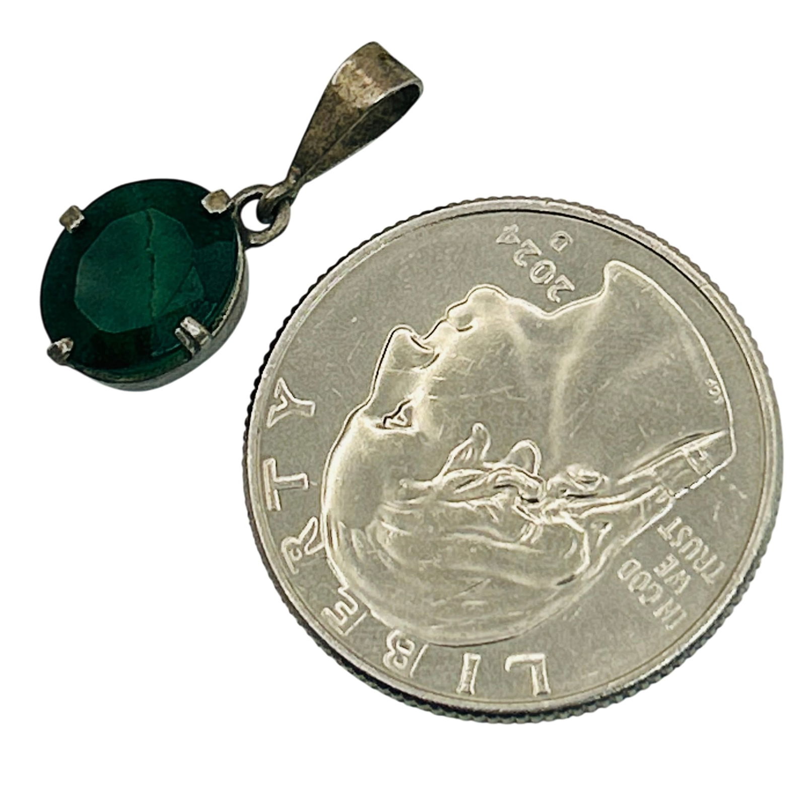 950 Silver Emerald Pendant - 3