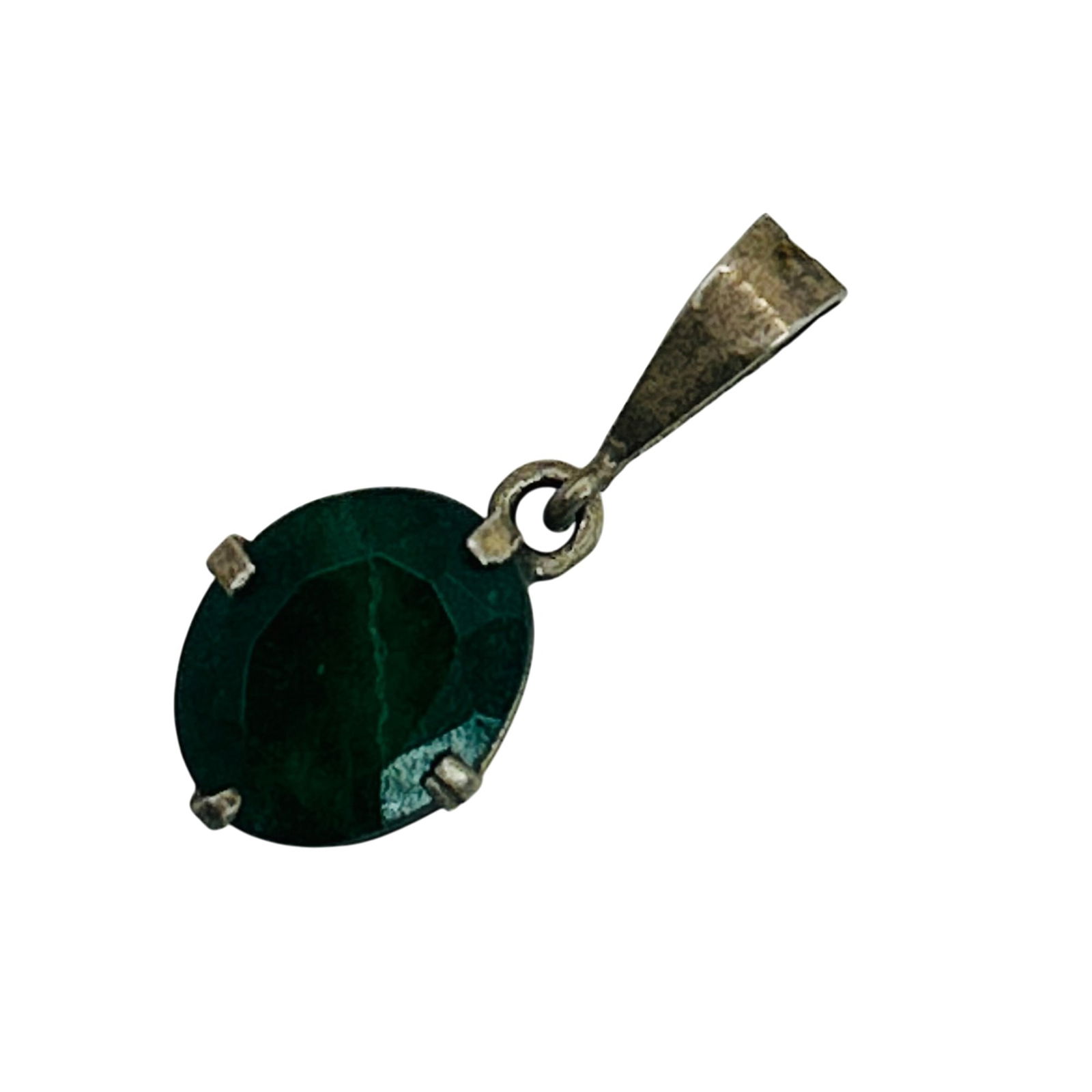 950 Silver Emerald Pendant - 4