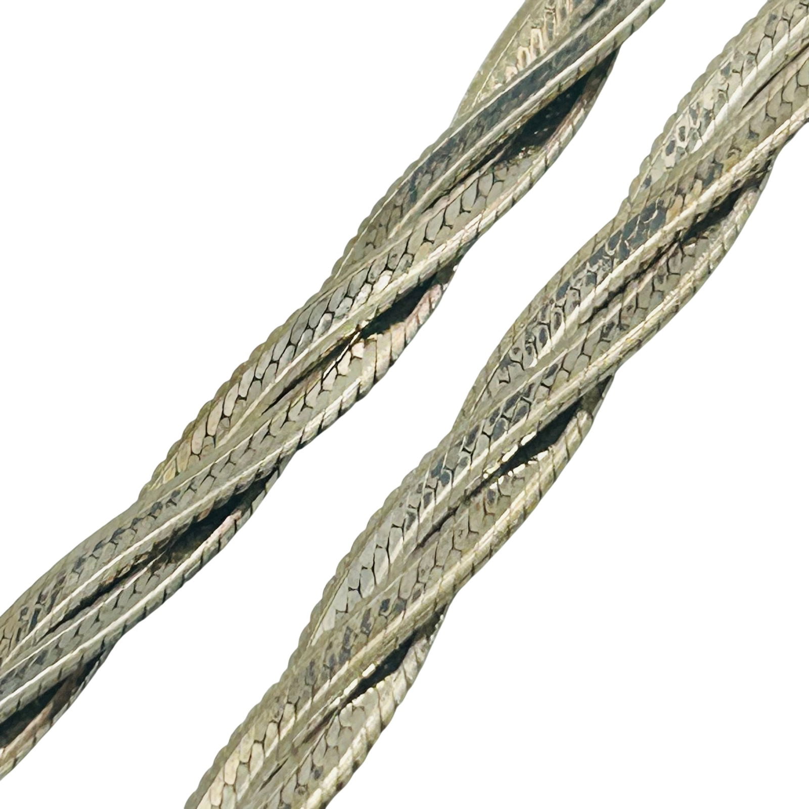 Aurafin Italy Sterling Braided Flat Snake Chain Necklace: Aurafin Italy sterling braided flat snake chain necklace. 12.60g