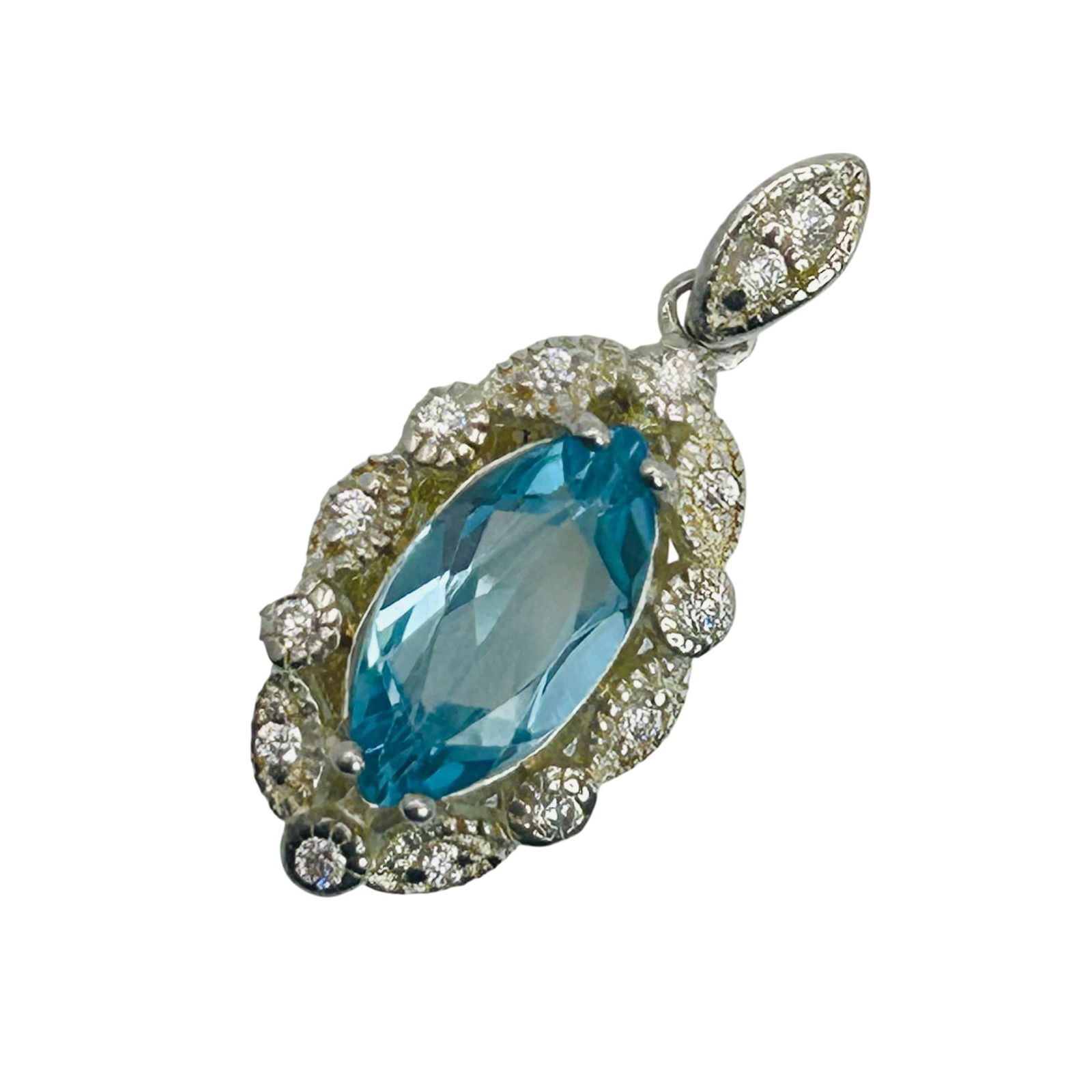 Sterling Topaz Marquise Cut Pendant: Sterling topaz marquise cut pendant. 2.20g
