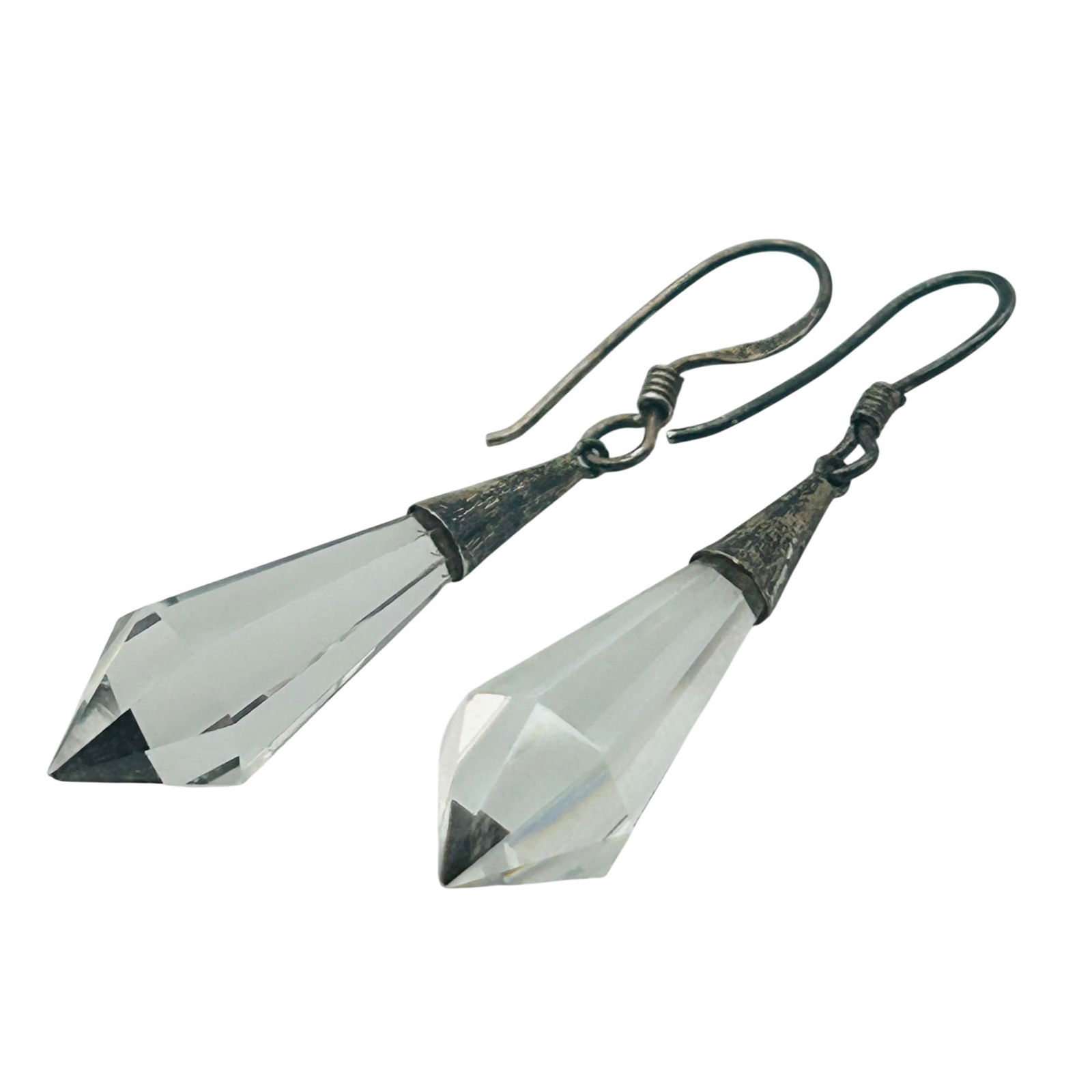 Sterling Quartz Hook Back Earrings: Sterling quartz hook back earrings. 4.00g