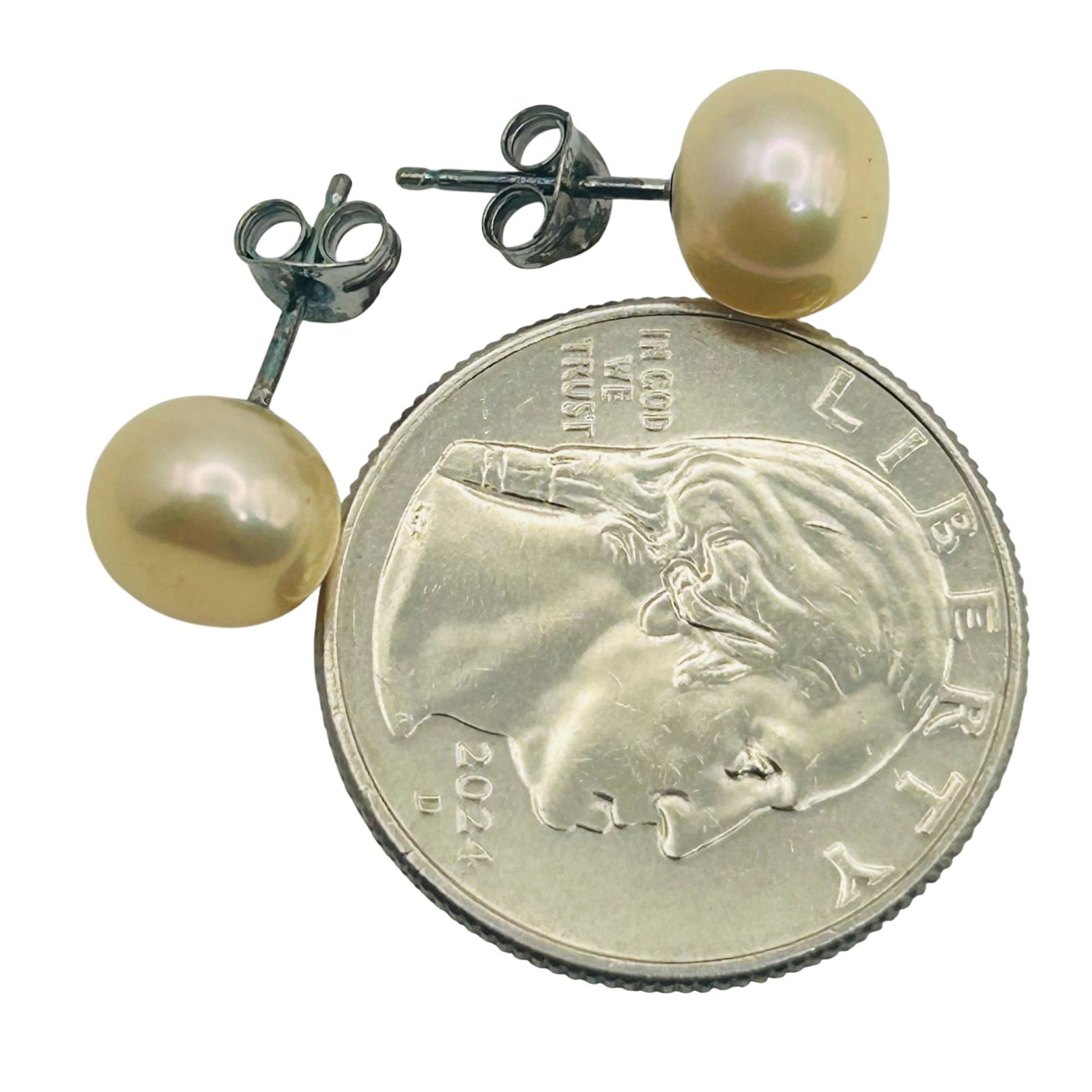 Sterling Pearl Stud Earrings - 3