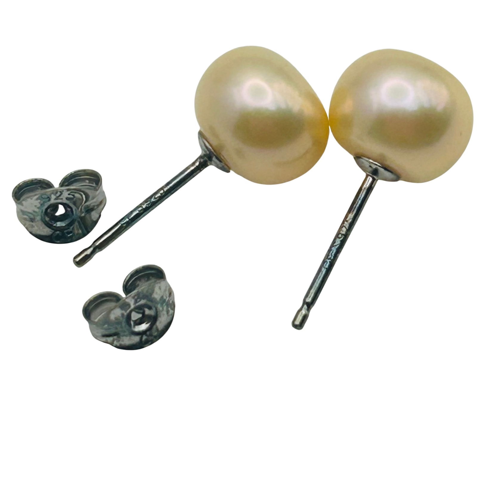Sterling Pearl Stud Earrings - 5