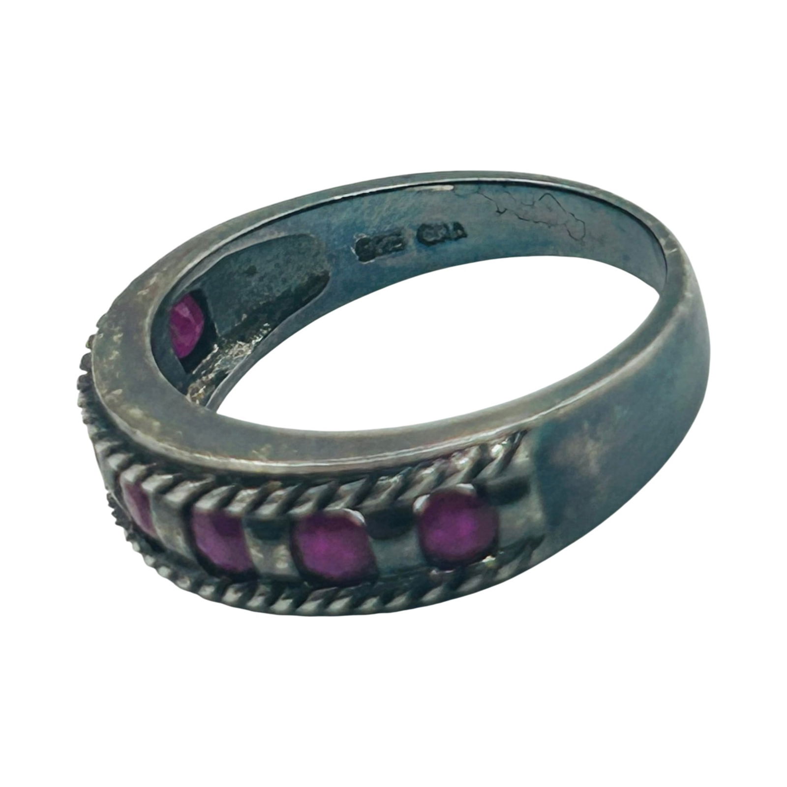 CNA Sterling Ruby Ring. Size 8 - 4