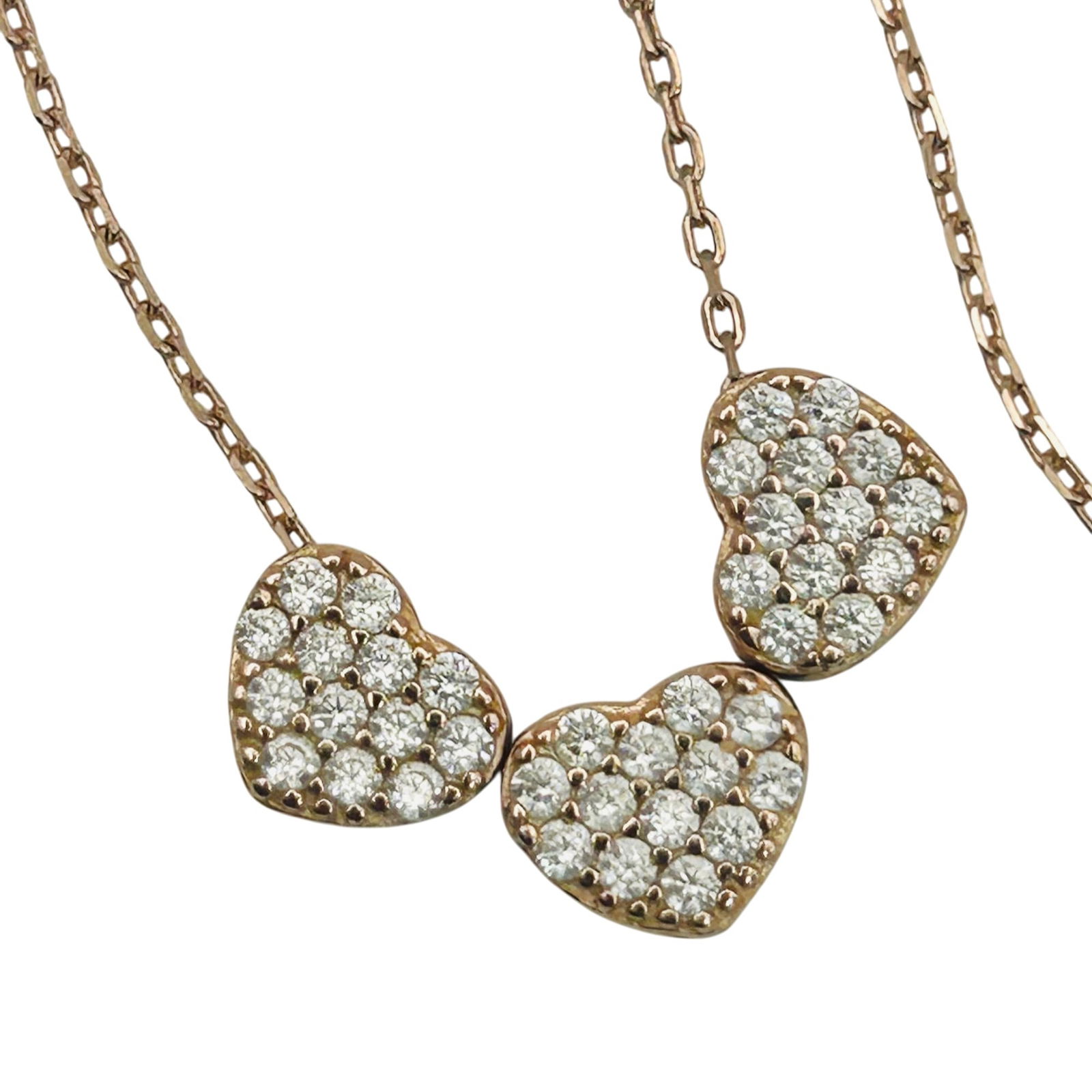 Sterling Rhinestone Heart Cable Chain Necklace: Sterling rhinestone heart cable chain necklace. 3.00g