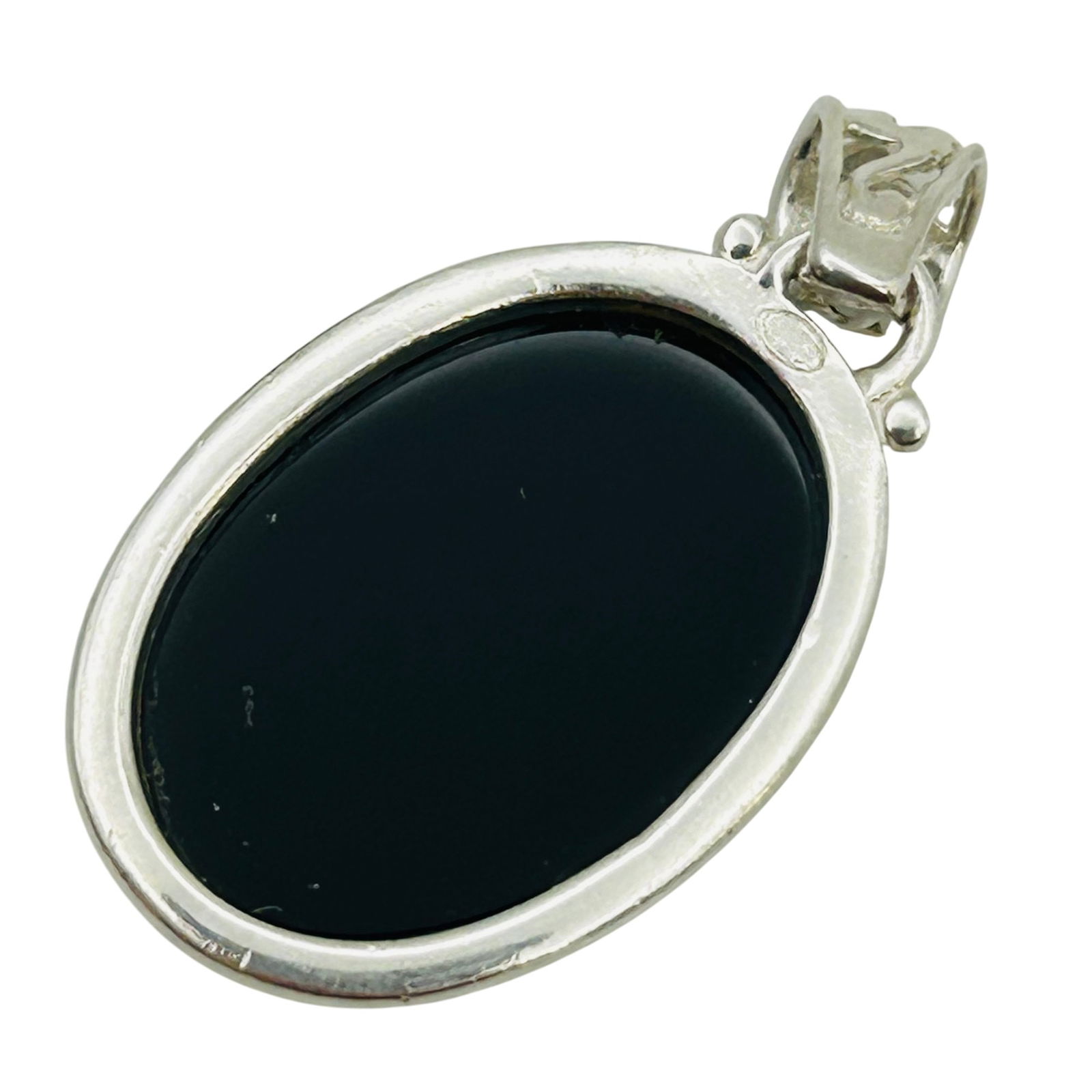 Sterling Oval Onyx Pendant - 5