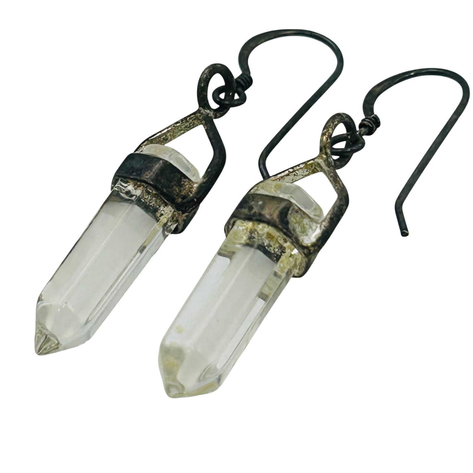 Sterling Quartz Hook Back Earrings - 4