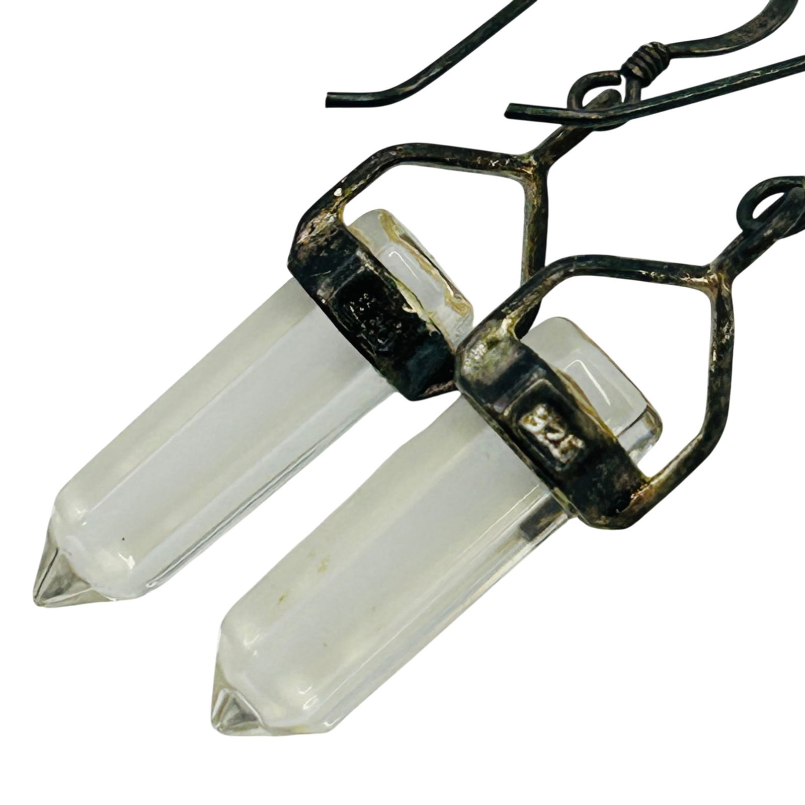 Sterling Quartz Hook Back Earrings - 5