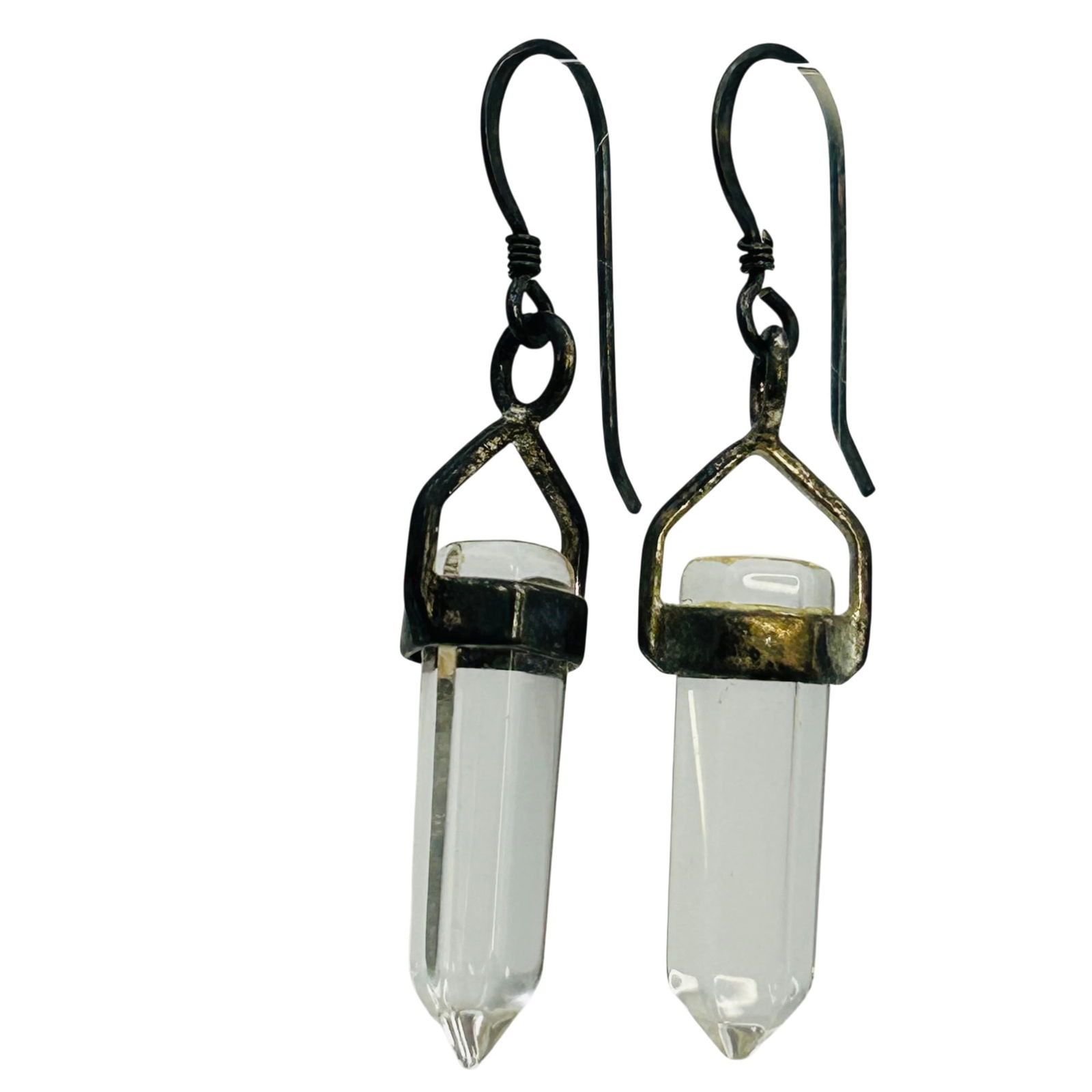 Sterling Quartz Hook Back Earrings - 6