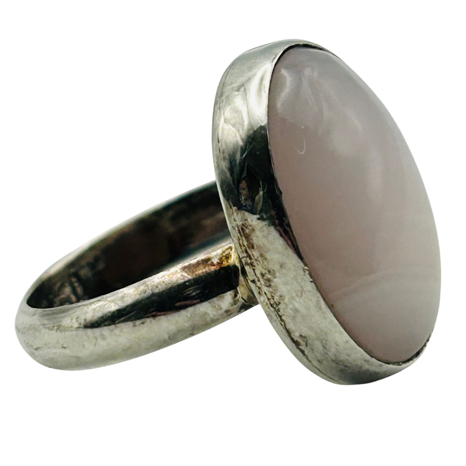 950 Silver Mother Of Pearl Oval Ring. Size 7 (1 of 8)