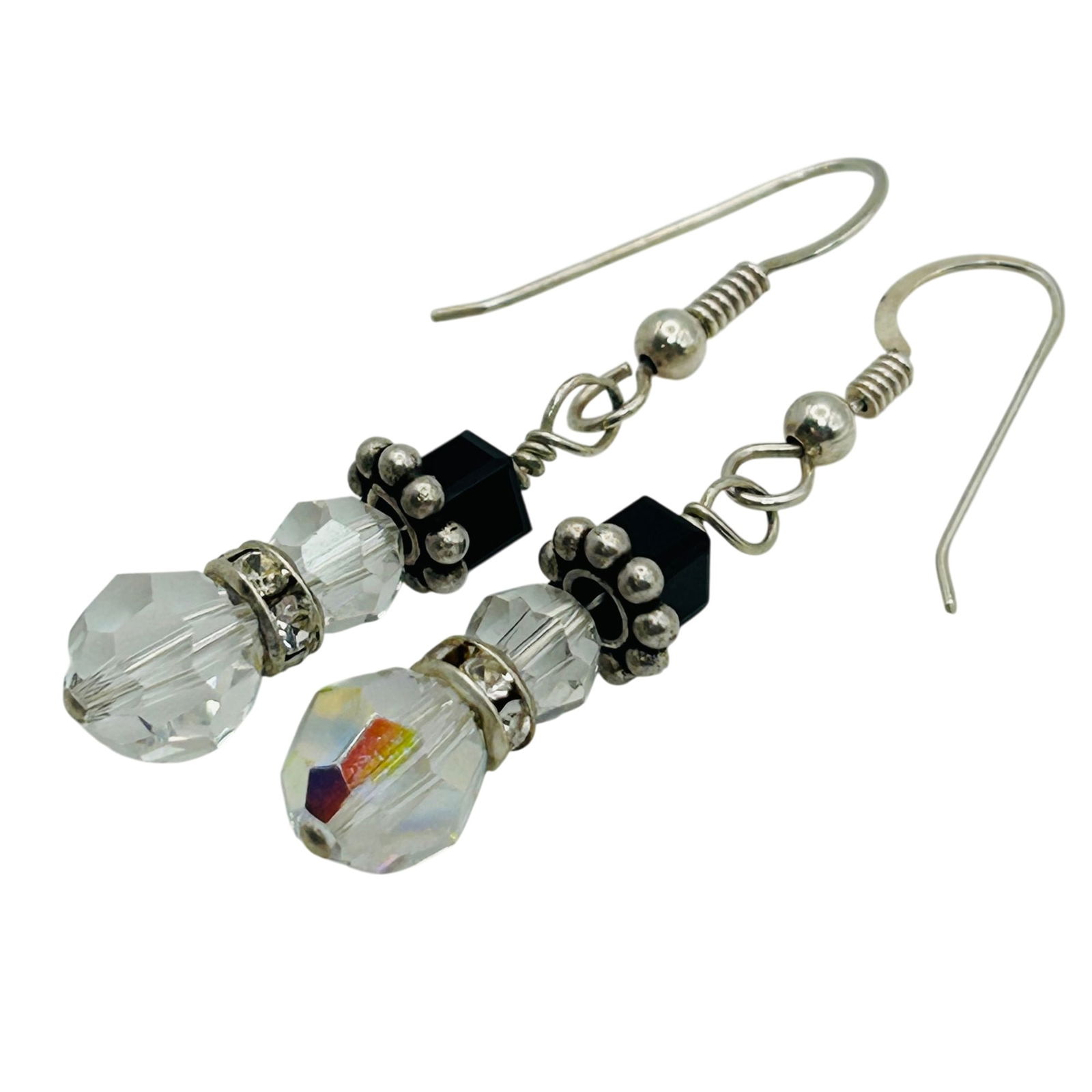 Sterling Beaded Hook Back Earrings: Sterling beaded hook back earrings. 4.10g