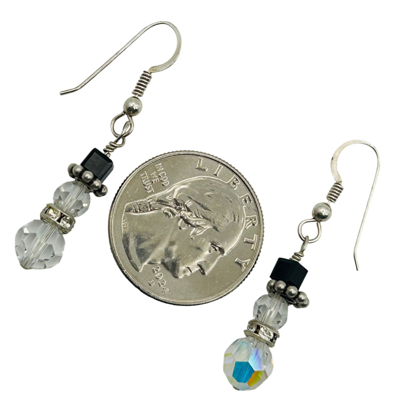 Sterling Beaded Hook Back Earrings - 3