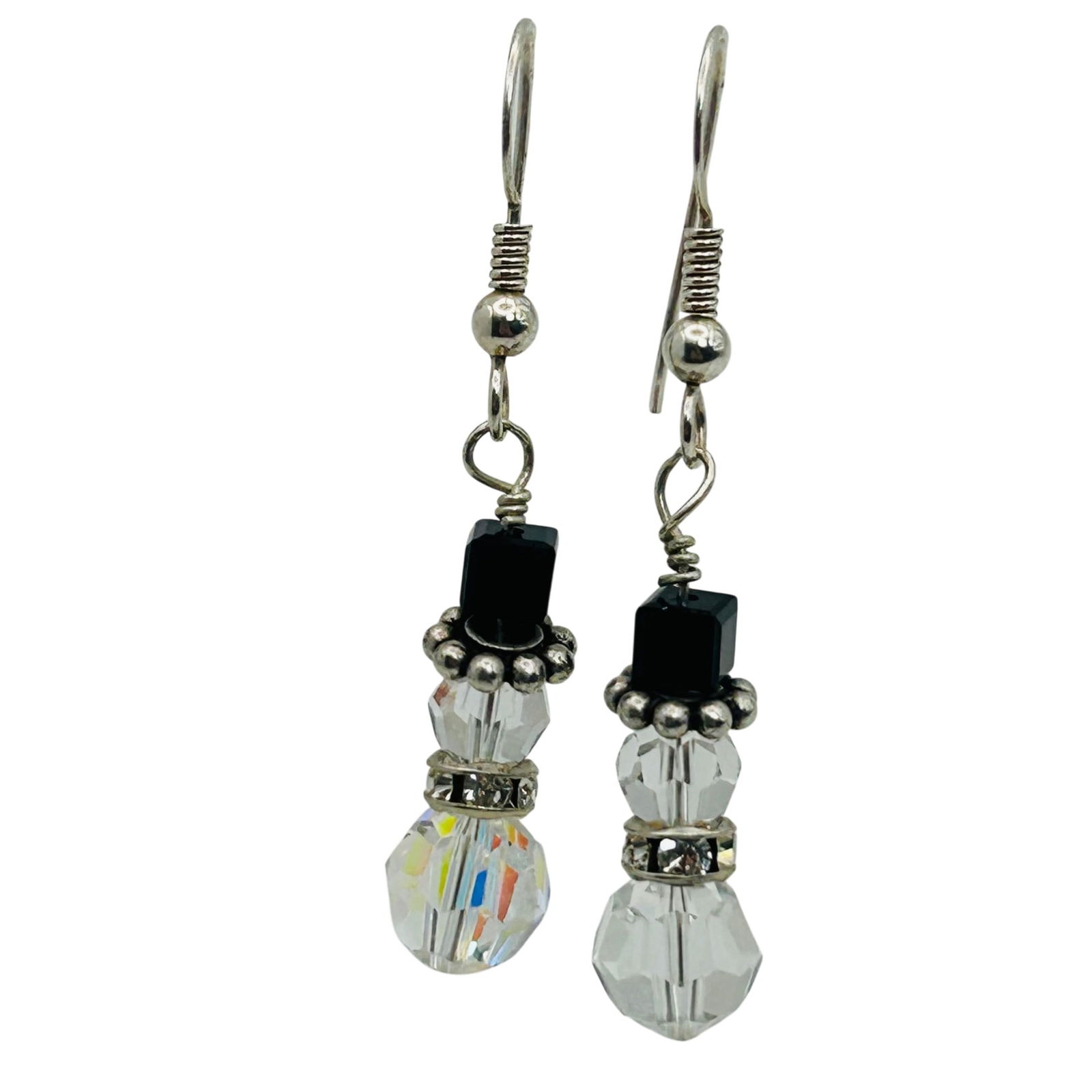 Sterling Beaded Hook Back Earrings - 5
