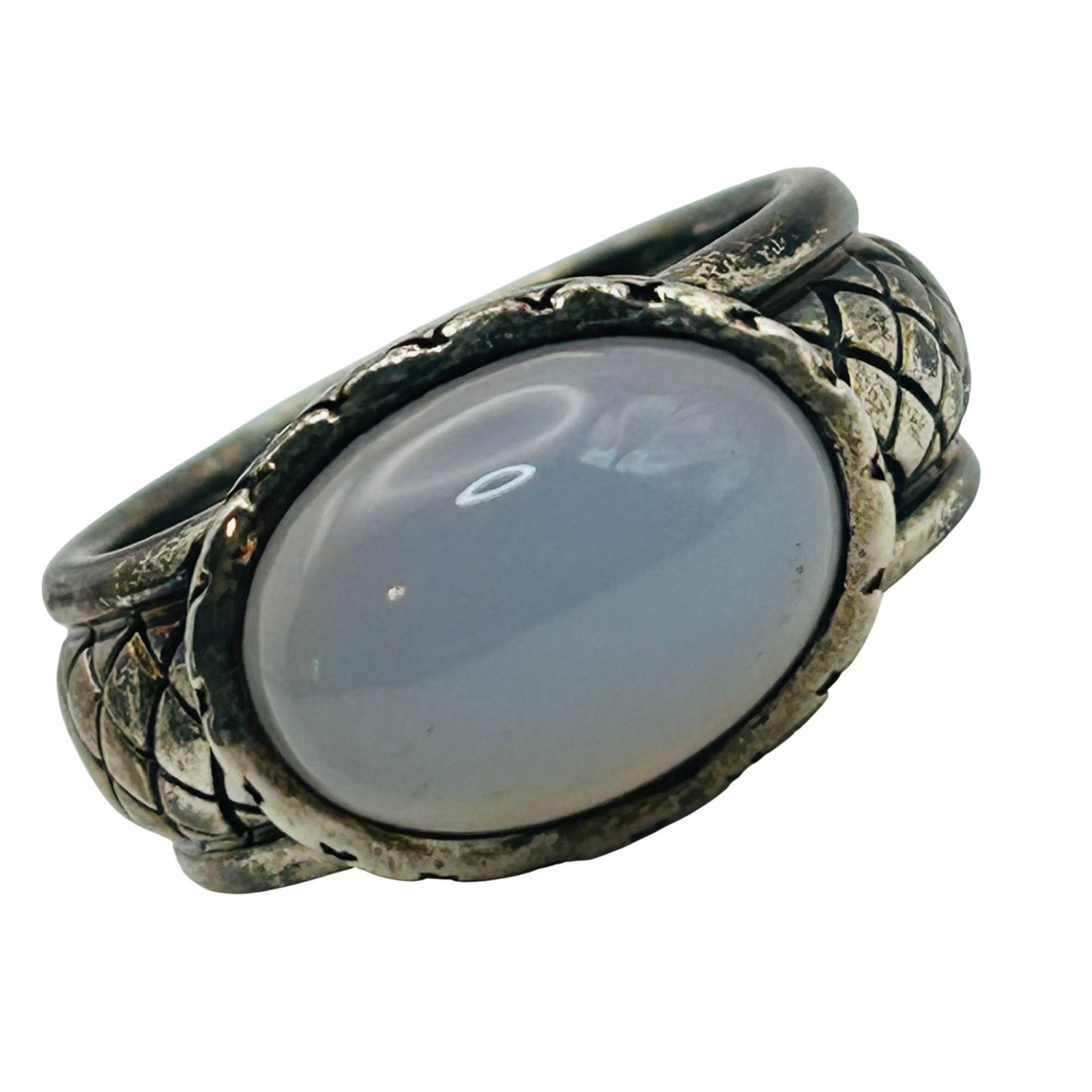 Sterling Oval Moonstone Thick Band Ring. Size 8 (1 of 8)