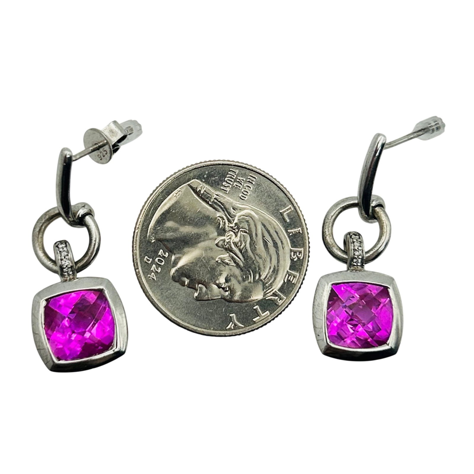 Sterling Topaz Dangle Stud Earrings - 3