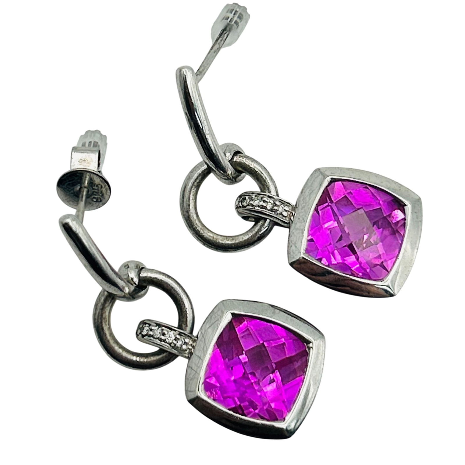 Sterling Topaz Dangle Stud Earrings - 4