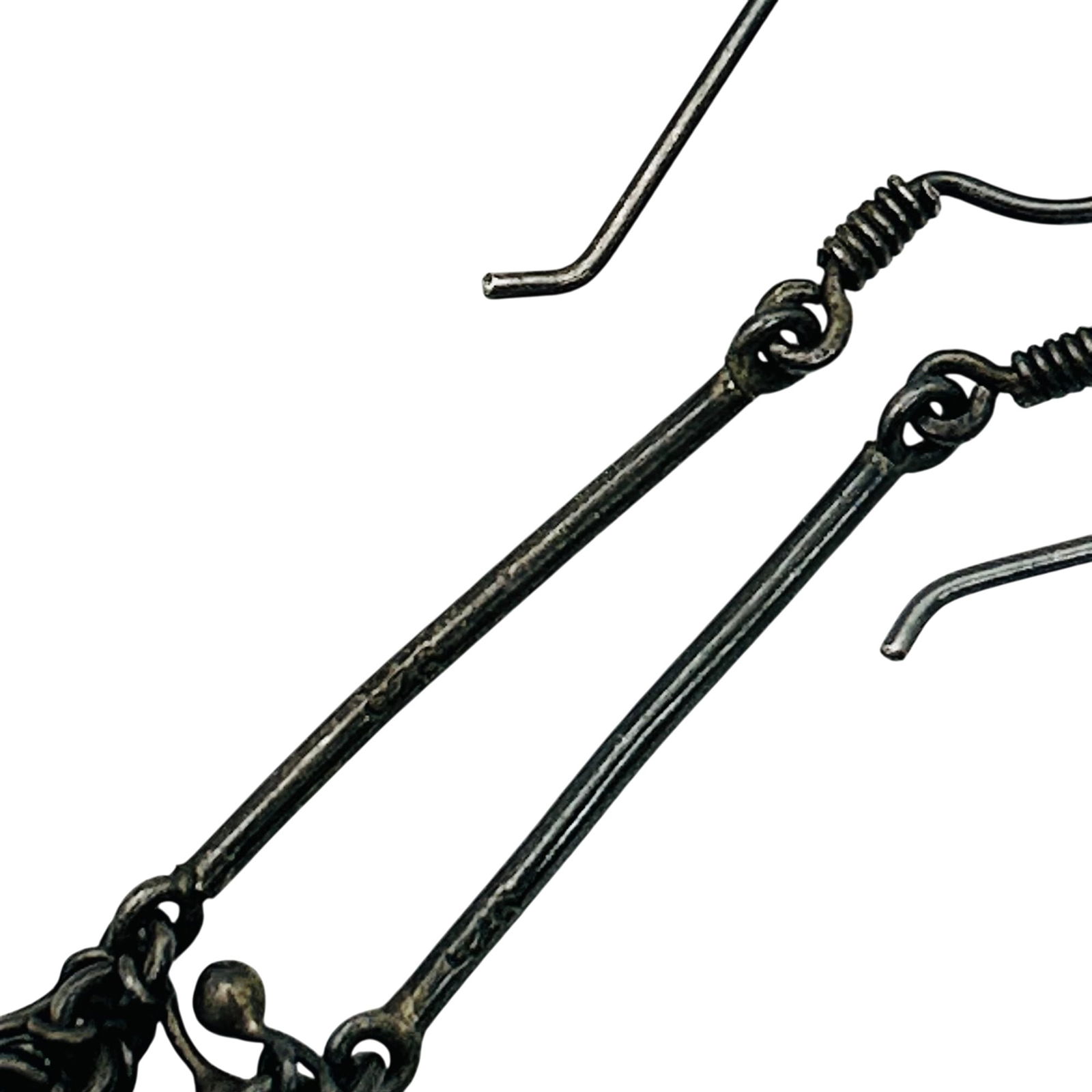 Sterling Amethyst Hook Back Dangle Earrings - 5