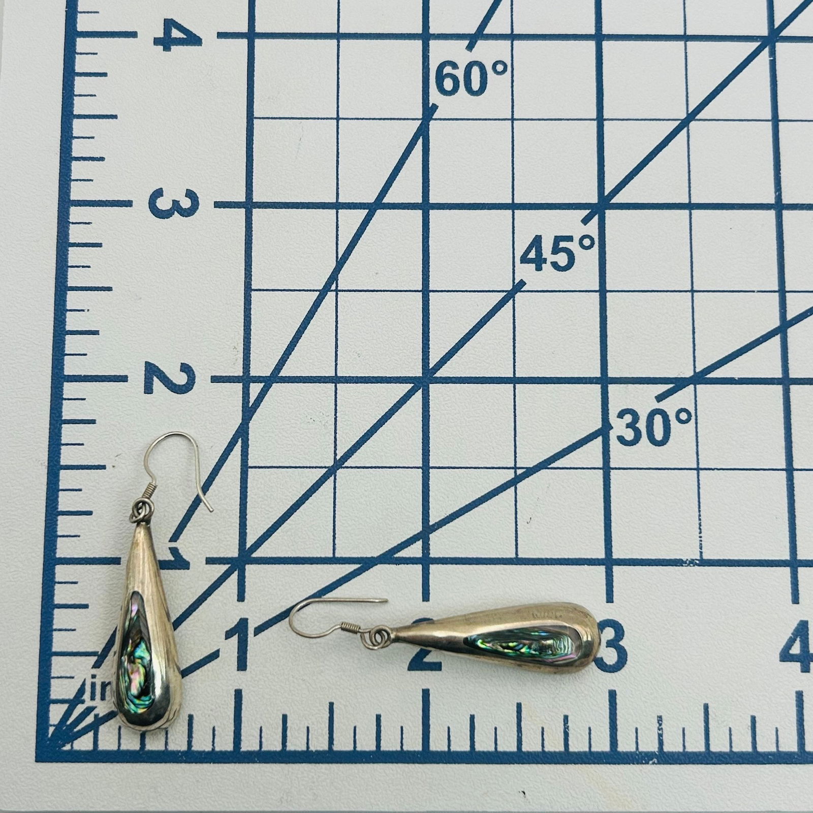 Sterling Abalone Hook Back Earrings - 2