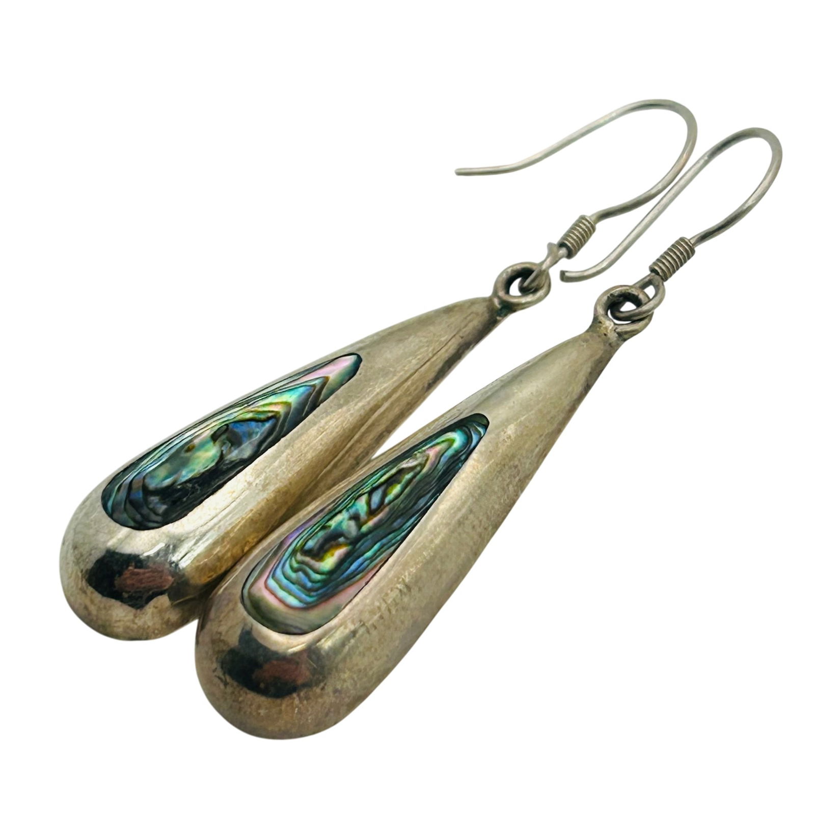 Sterling Abalone Hook Back Earrings - 4