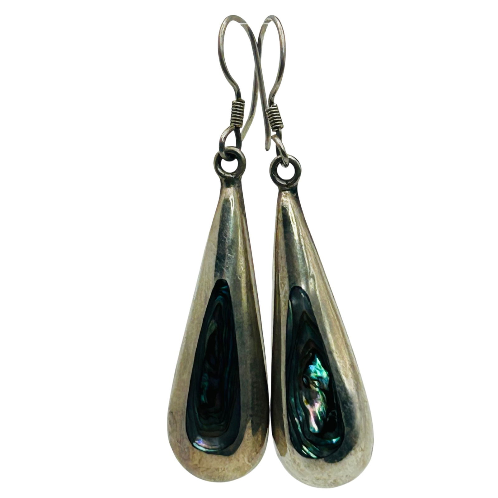 Sterling Abalone Hook Back Earrings - 6
