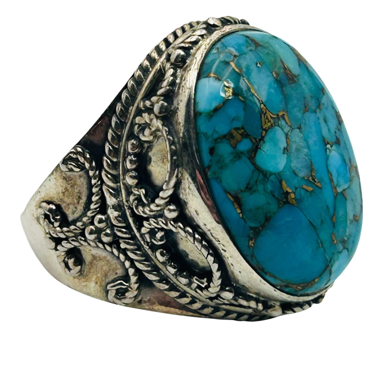 Sterling Turquoise Statement Ring. Size 7 (1 of 8)