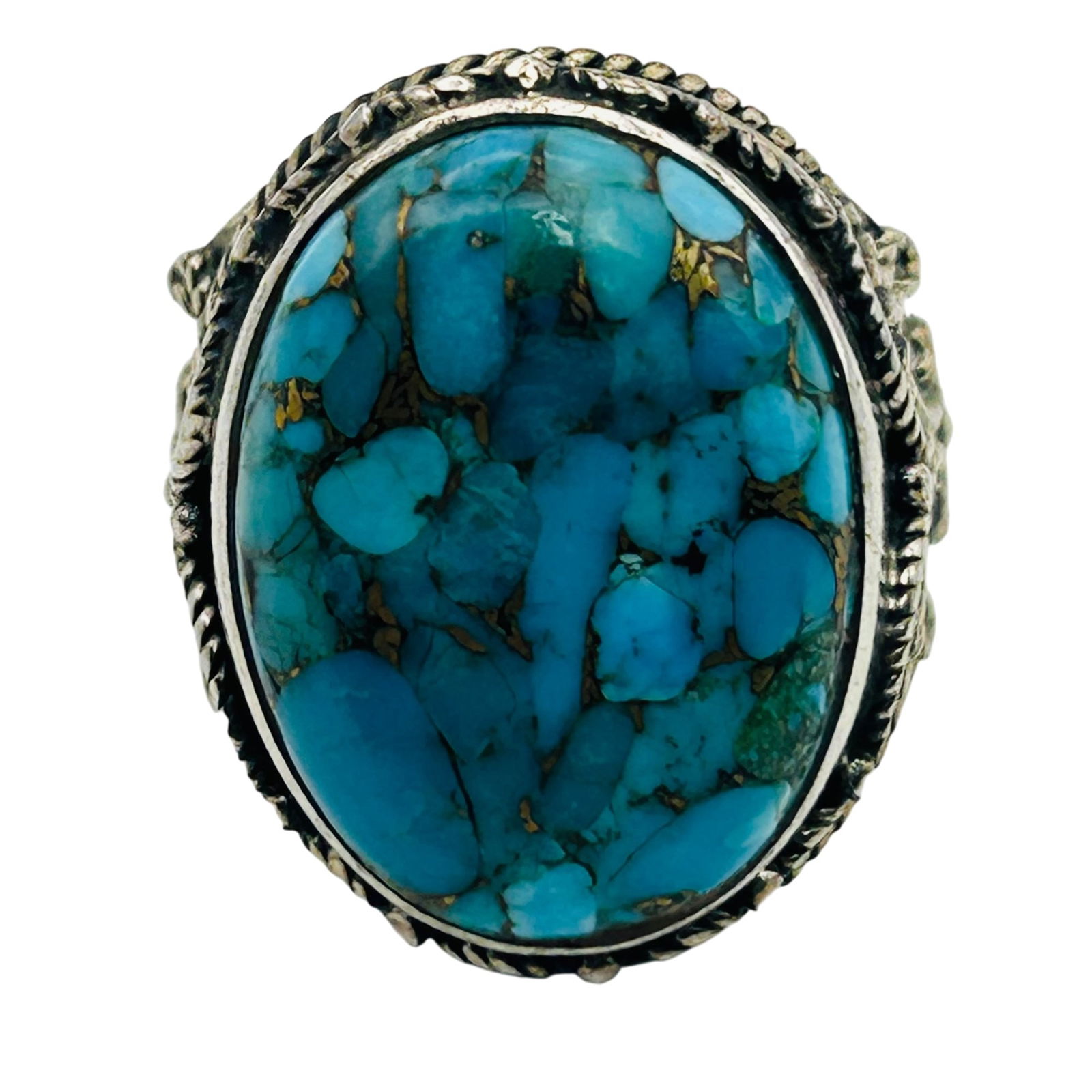 Sterling Turquoise Statement Ring. Size 7 - 4