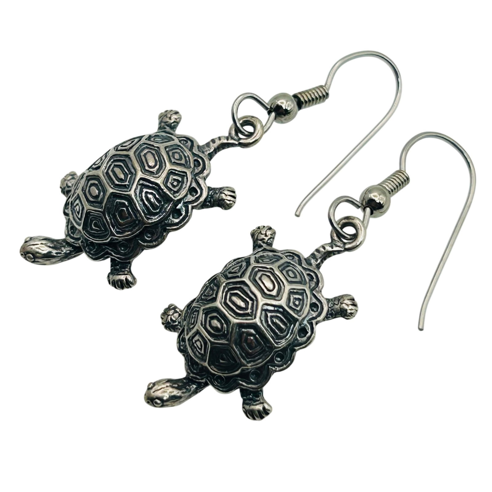 Sterling Turtle Hook Back Earrings - 4