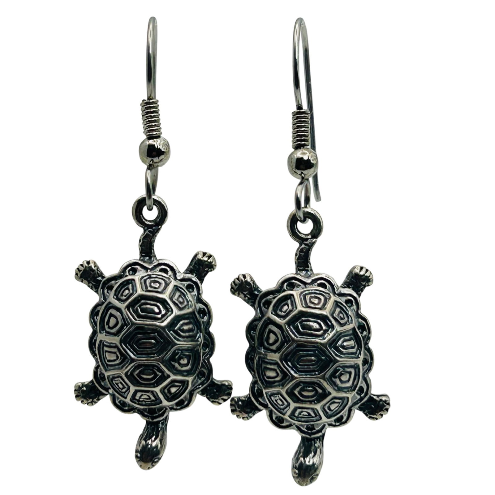 Sterling Turtle Hook Back Earrings - 7