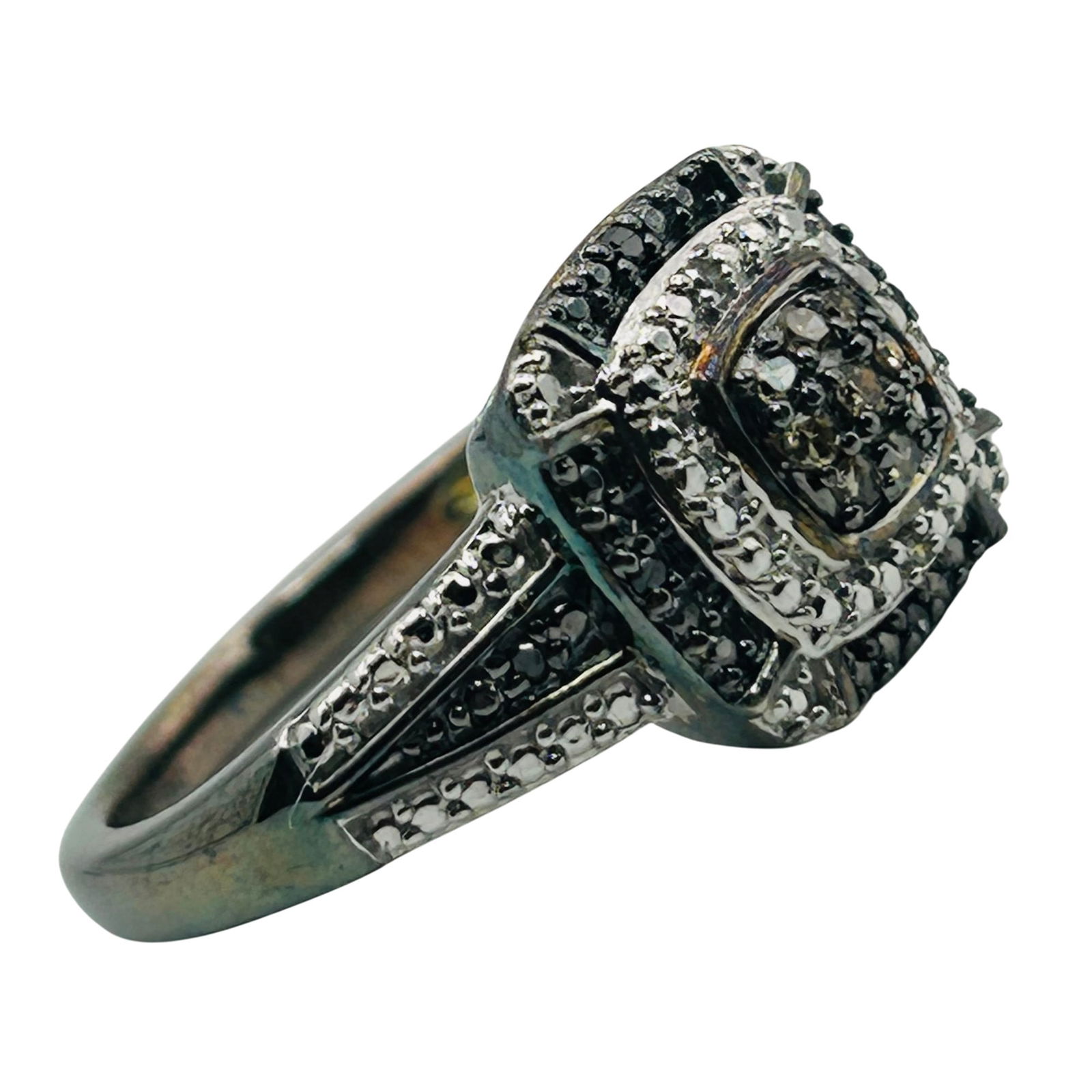 SUN Sterling Diamond Sapphire Engagement Ring. Size 8 (1 of 7)